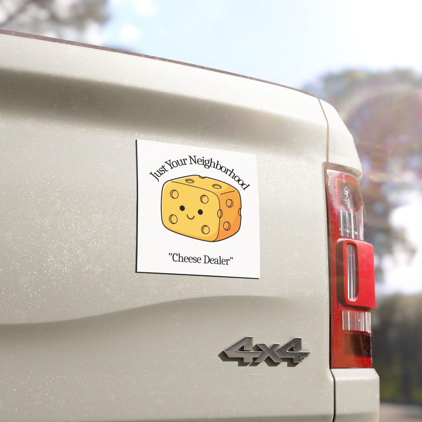 Car Magnet — "Just Your Neighborhood Cheese Dealer" Cute Kawaii Cheese Design