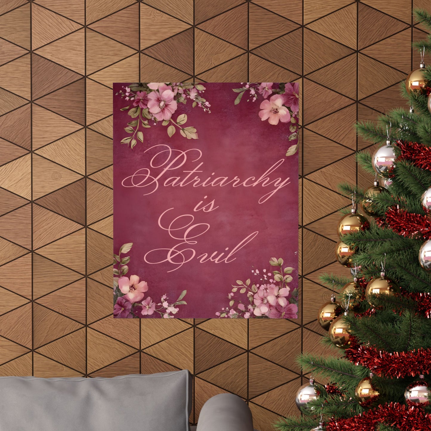 Poster — “Patriarchy Is Evil” Floral Feminist Matte Vertical Wall Art