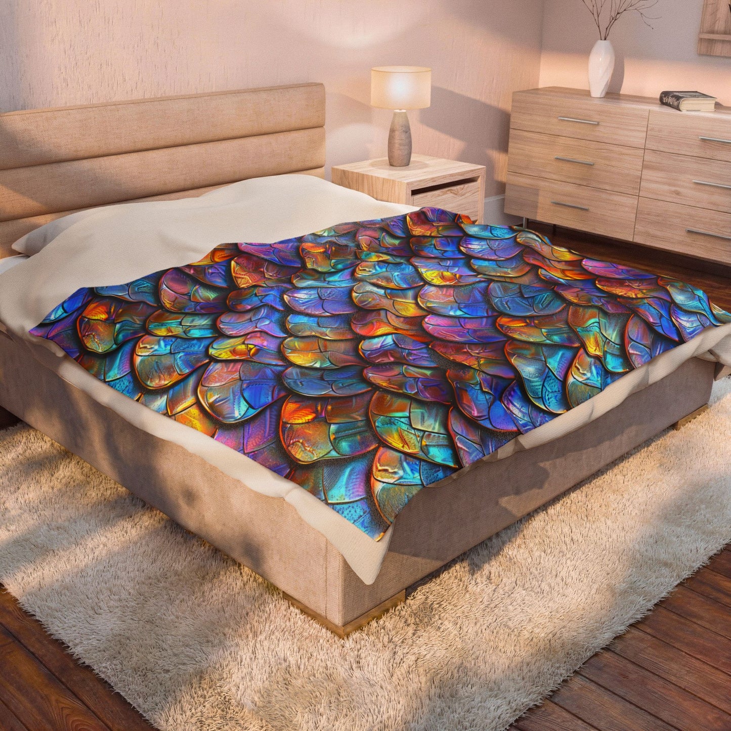 Rainbow Dragon Mermaid Scale Velveteen Plush Blanket