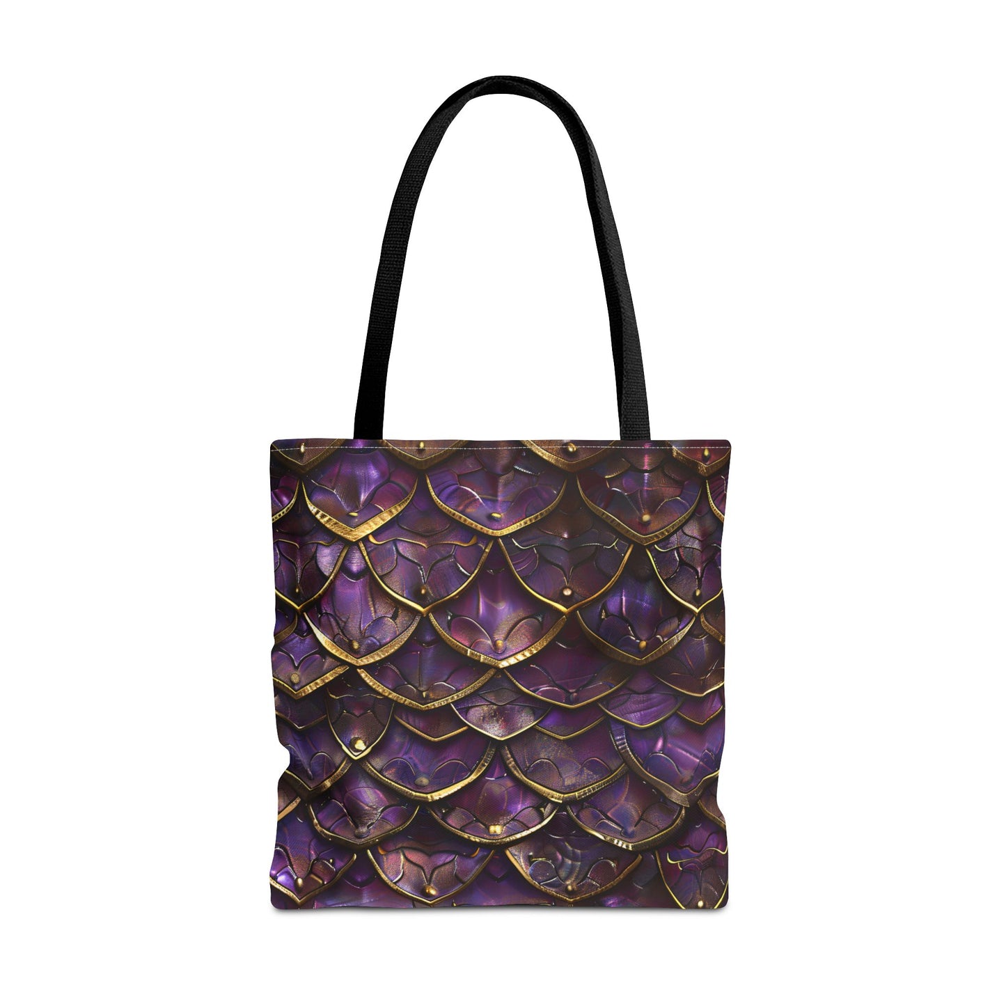 Purple Gold Dragon Mermaid Scale Tote Bag