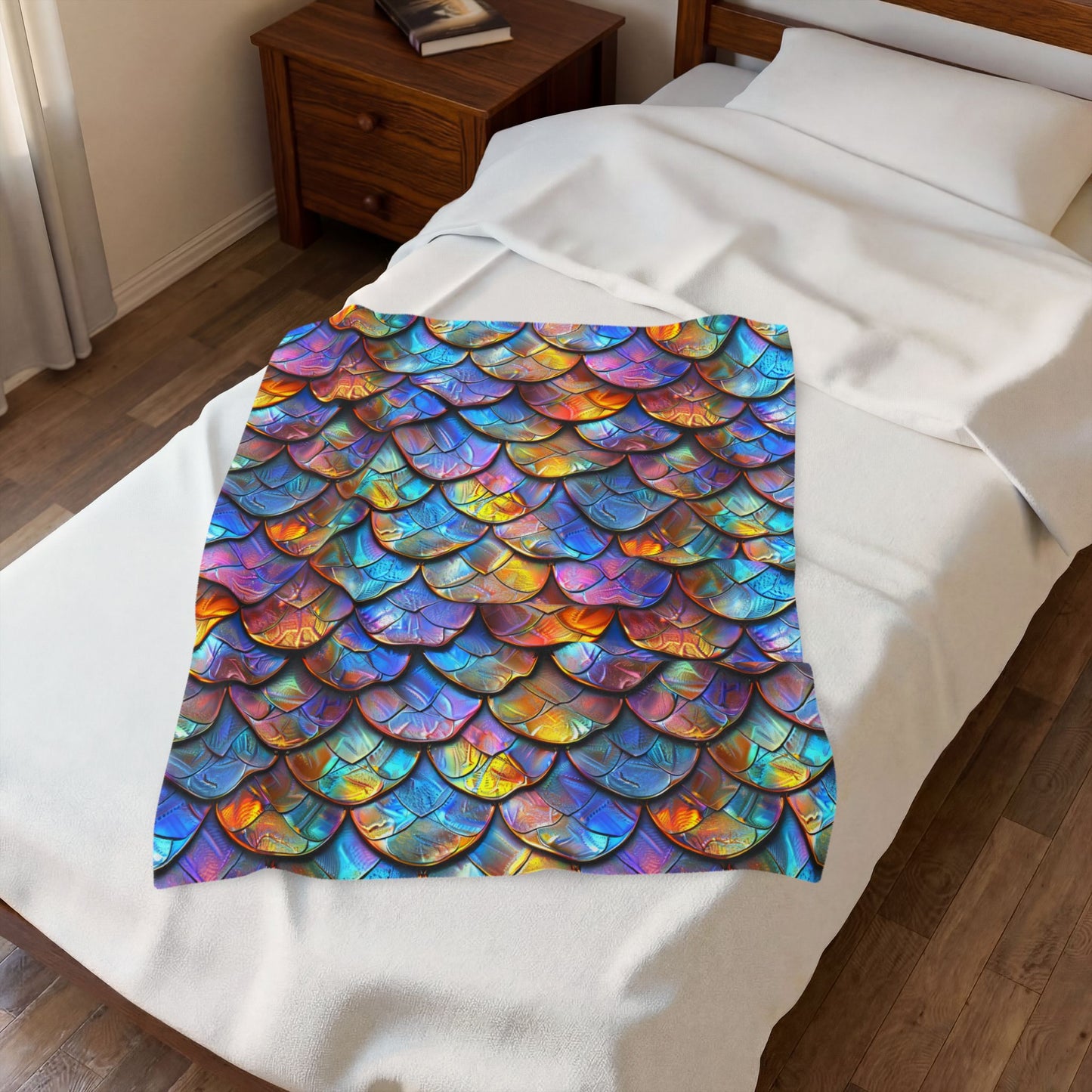 Rainbow Dragon Mermaid Scale Velveteen Plush Blanket
