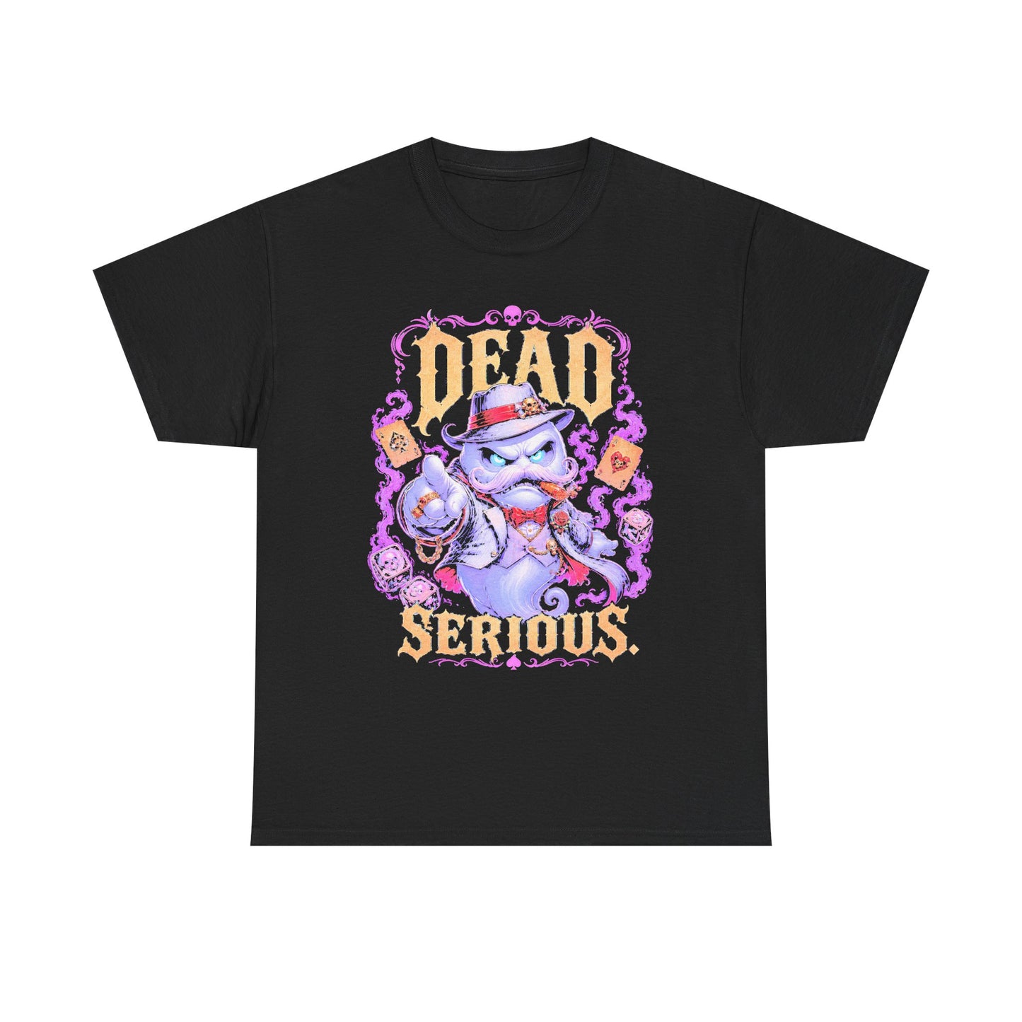 Dead Serious Mobster Ghost Tee — Gothic Holiday Horror T-Shirt