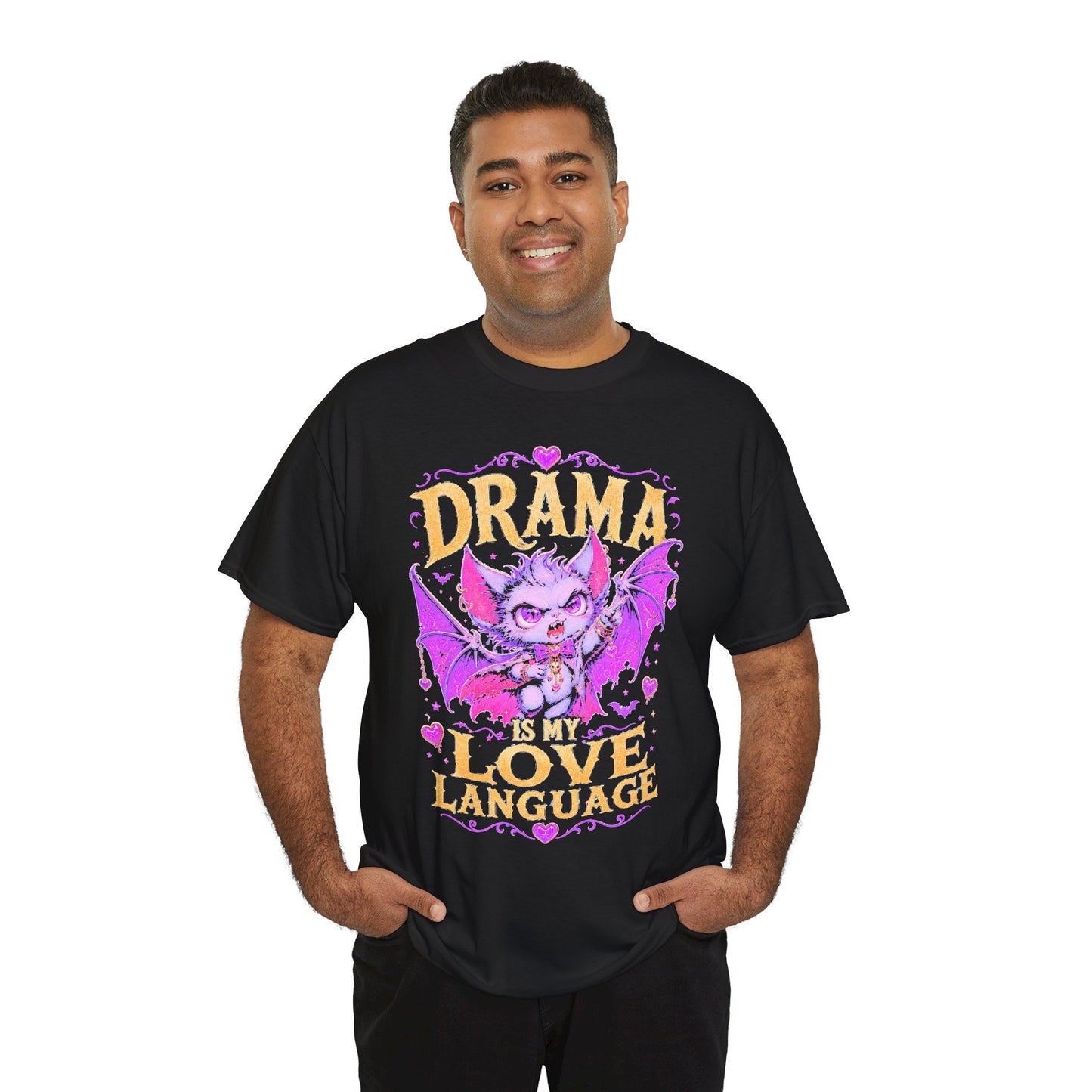 Drama Is My Love Language T-Shirt — Cute Gothic Bat Graphic Tee