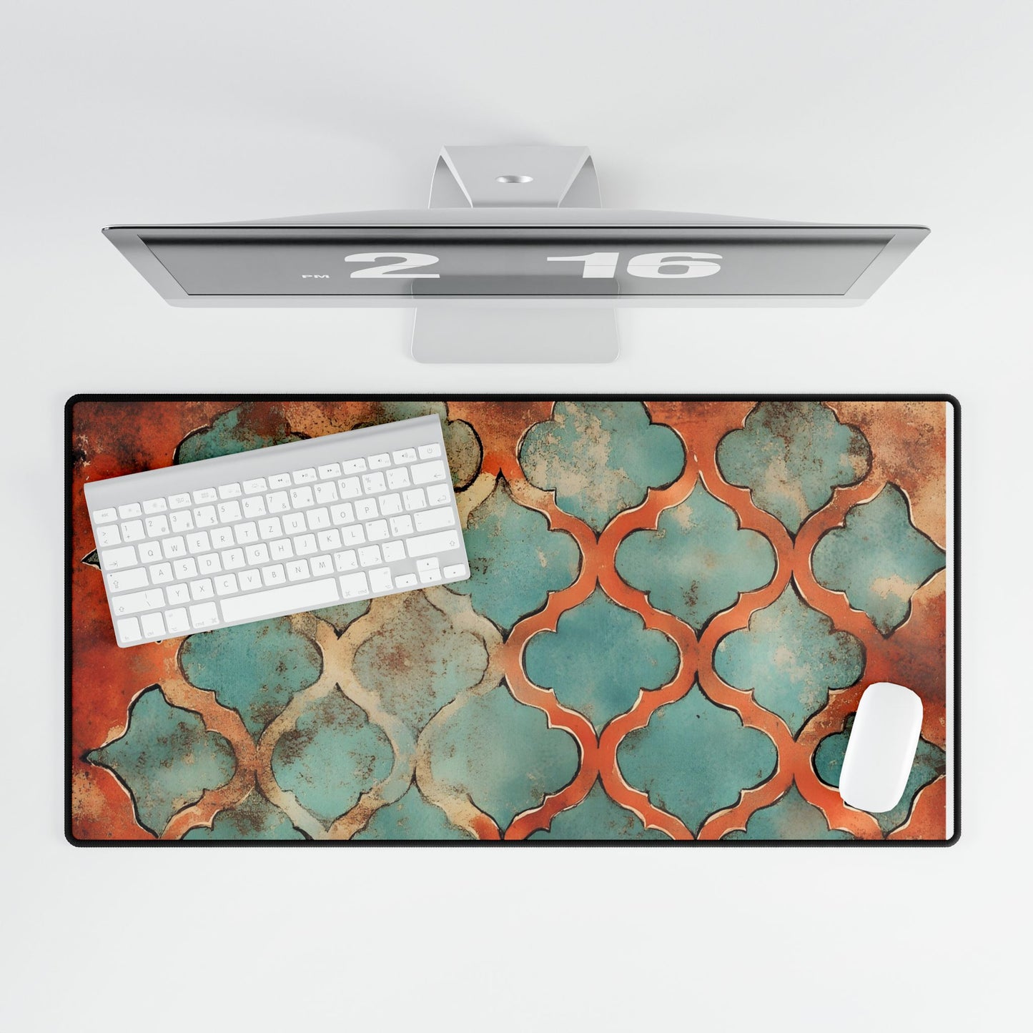 Copper and Teal Gothic Desk Mat