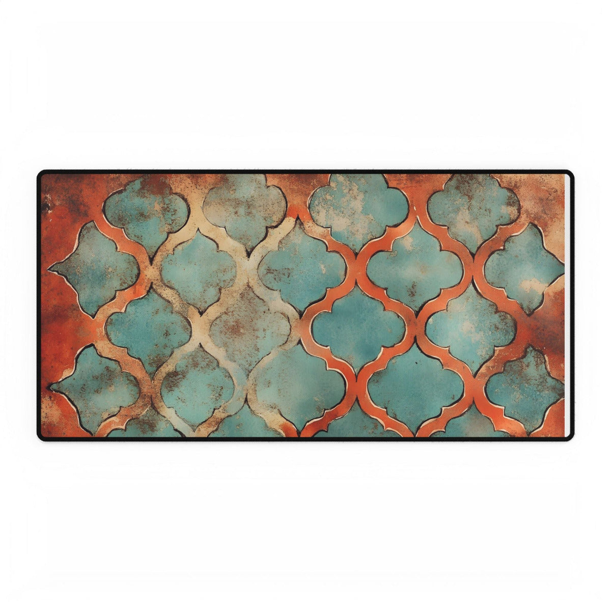 Copper and teal gothic desk mat featuring ornate dark artwork for moody desks, witchy workspaces, and gothic office decor.