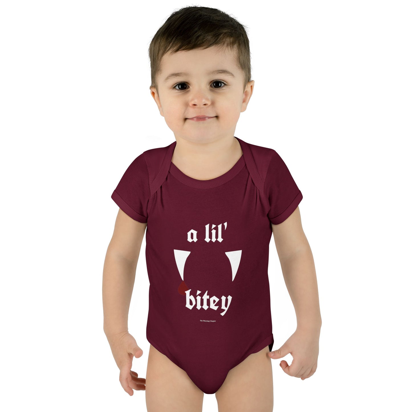 “a lil’ bitey” Vampire Fangs Baby Onesie Infant Baby Gift