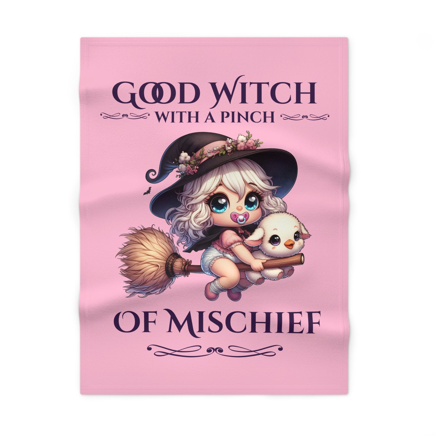 Soft Fleece Baby Blanket "Good Witch with a pinch of Mischief"