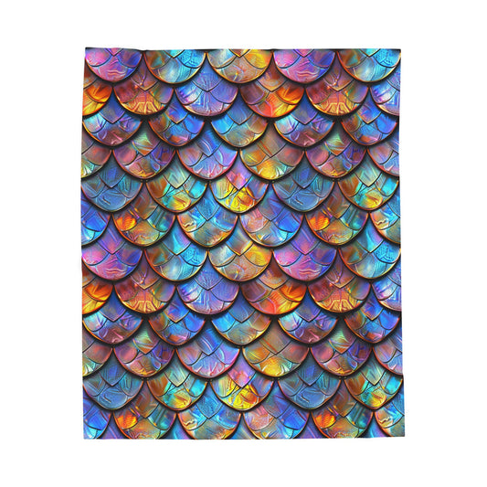 Rainbow Dragon Mermaid Scale Velveteen Plush Blanket