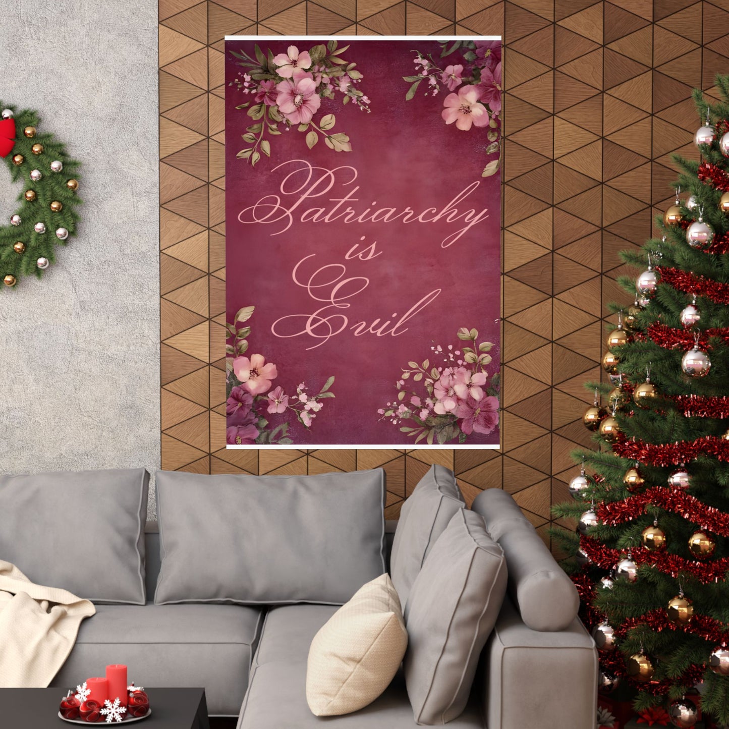 Poster — “Patriarchy Is Evil” Floral Feminist Matte Vertical Wall Art