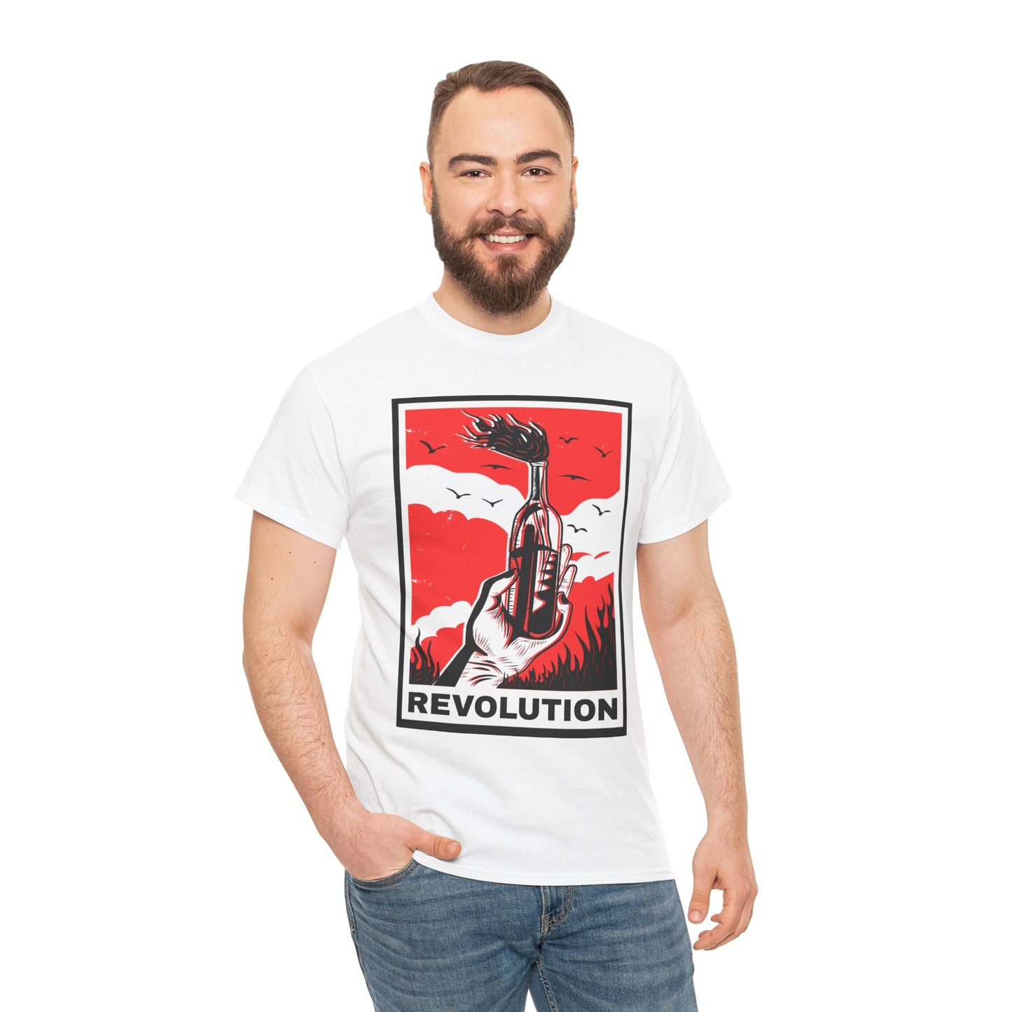 Revolution Graphic Tee — Bold Red Protest Art T-Shirt