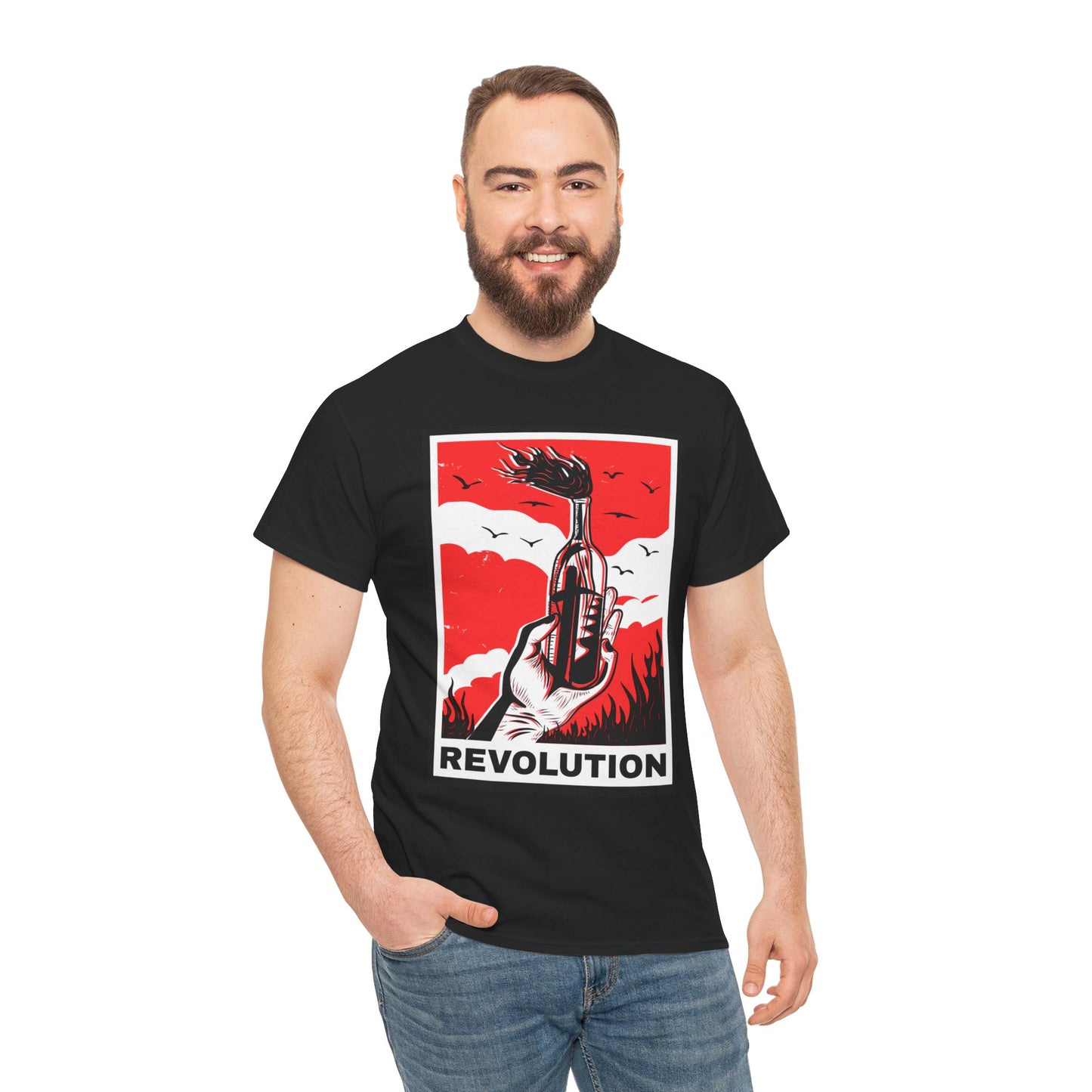 Revolution Graphic Tee — Bold Red Protest Art T-Shirt