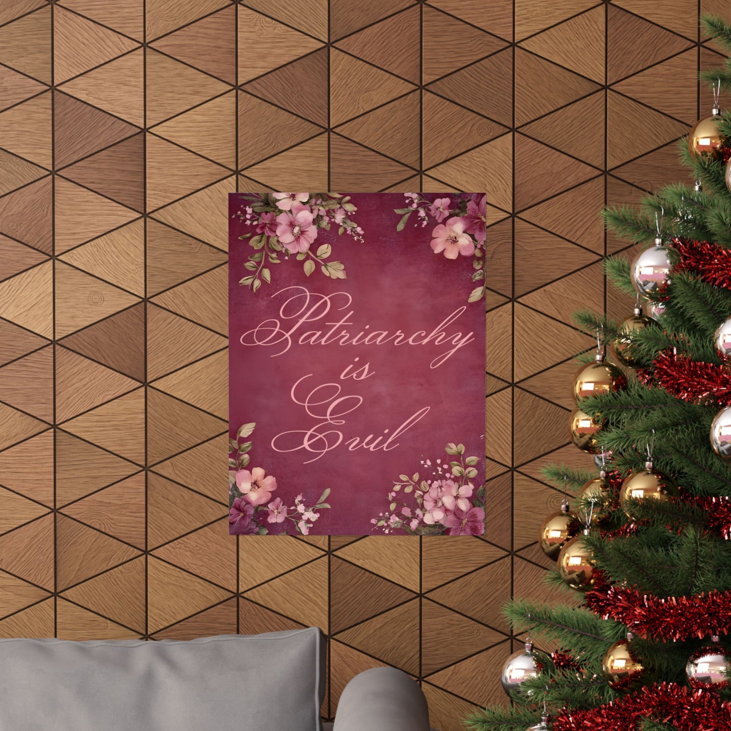 Poster — “Patriarchy Is Evil” Floral Feminist Matte Vertical Wall Art
