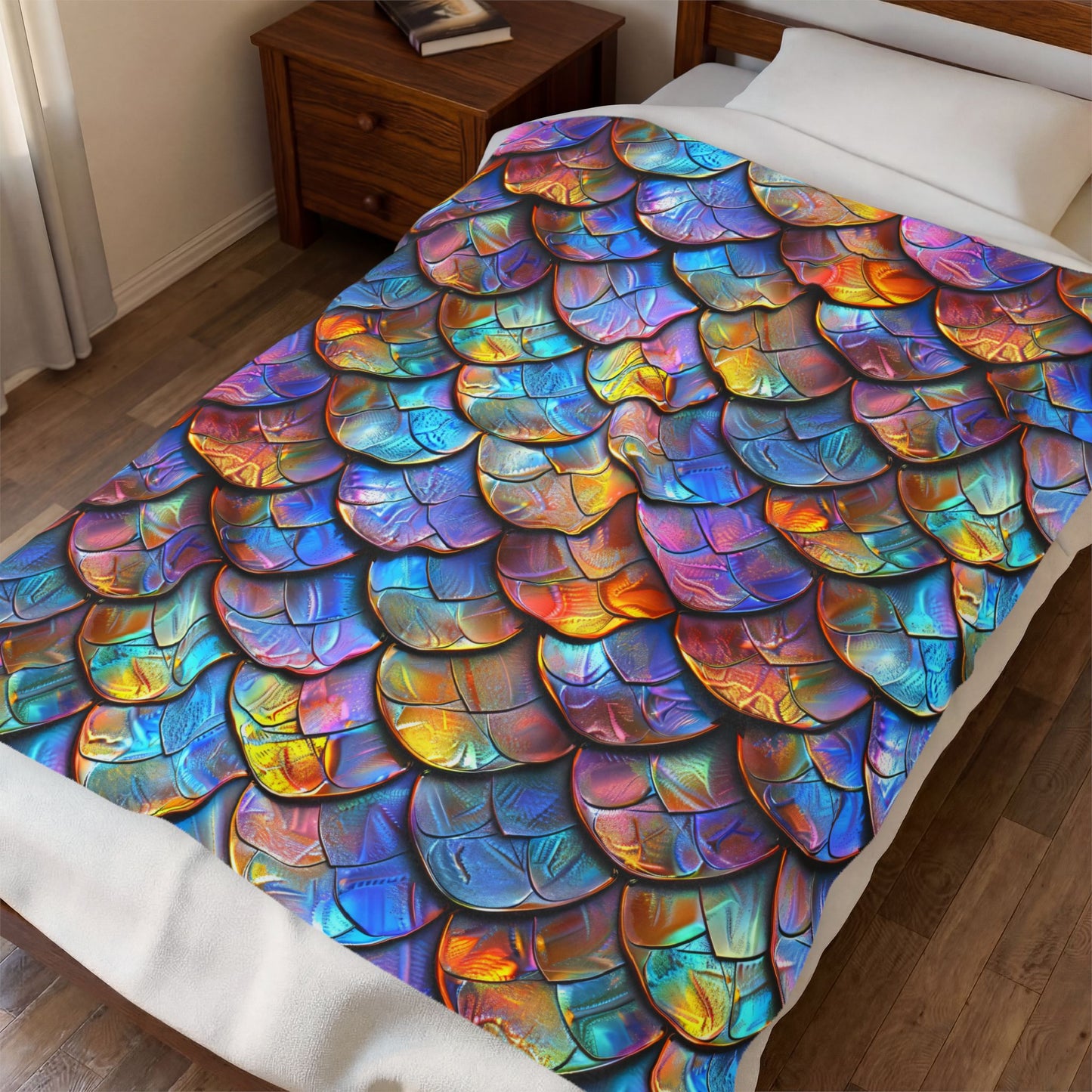Rainbow Dragon Mermaid Scale Velveteen Plush Blanket