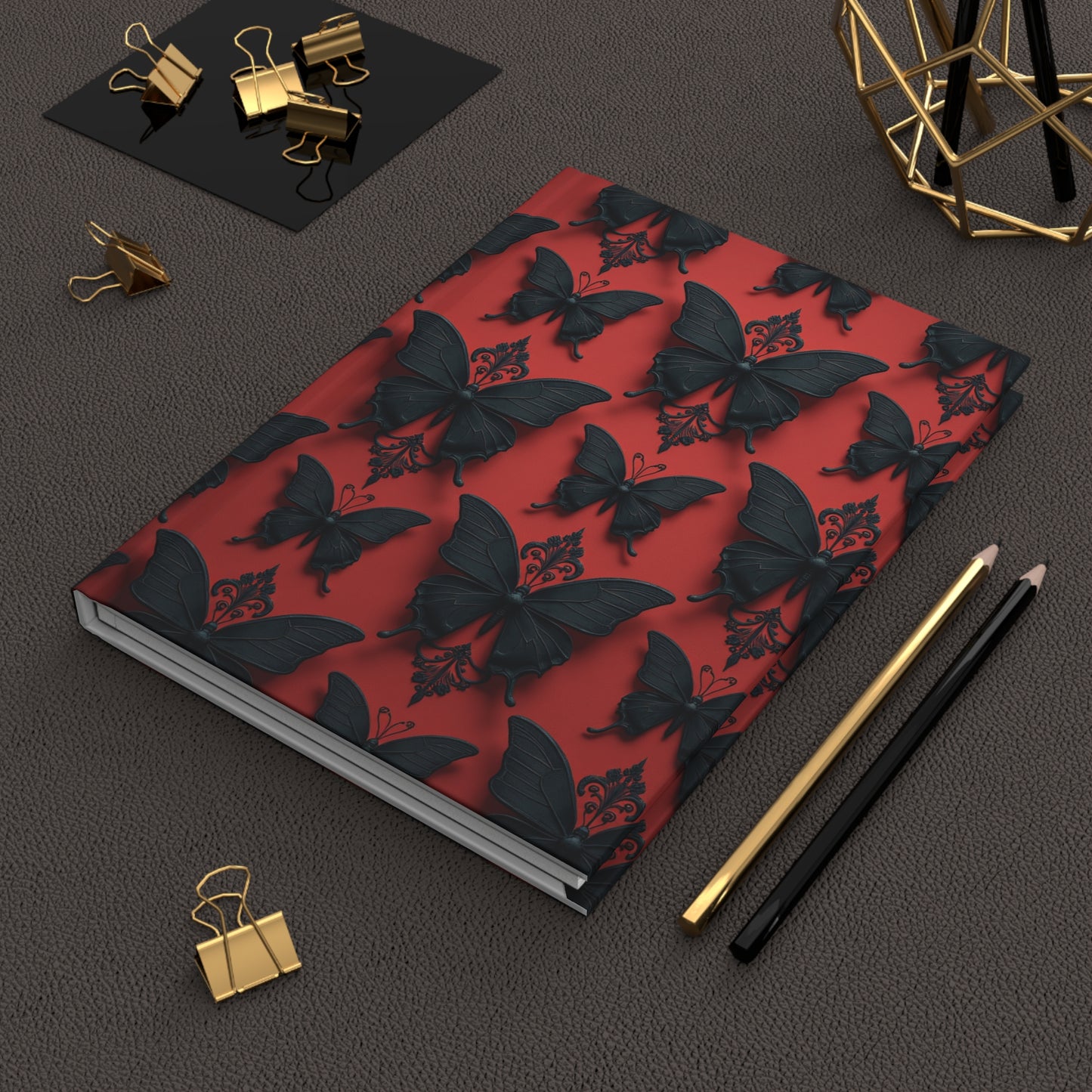 Gothic Black Butterfly & Red Hardcover Journal