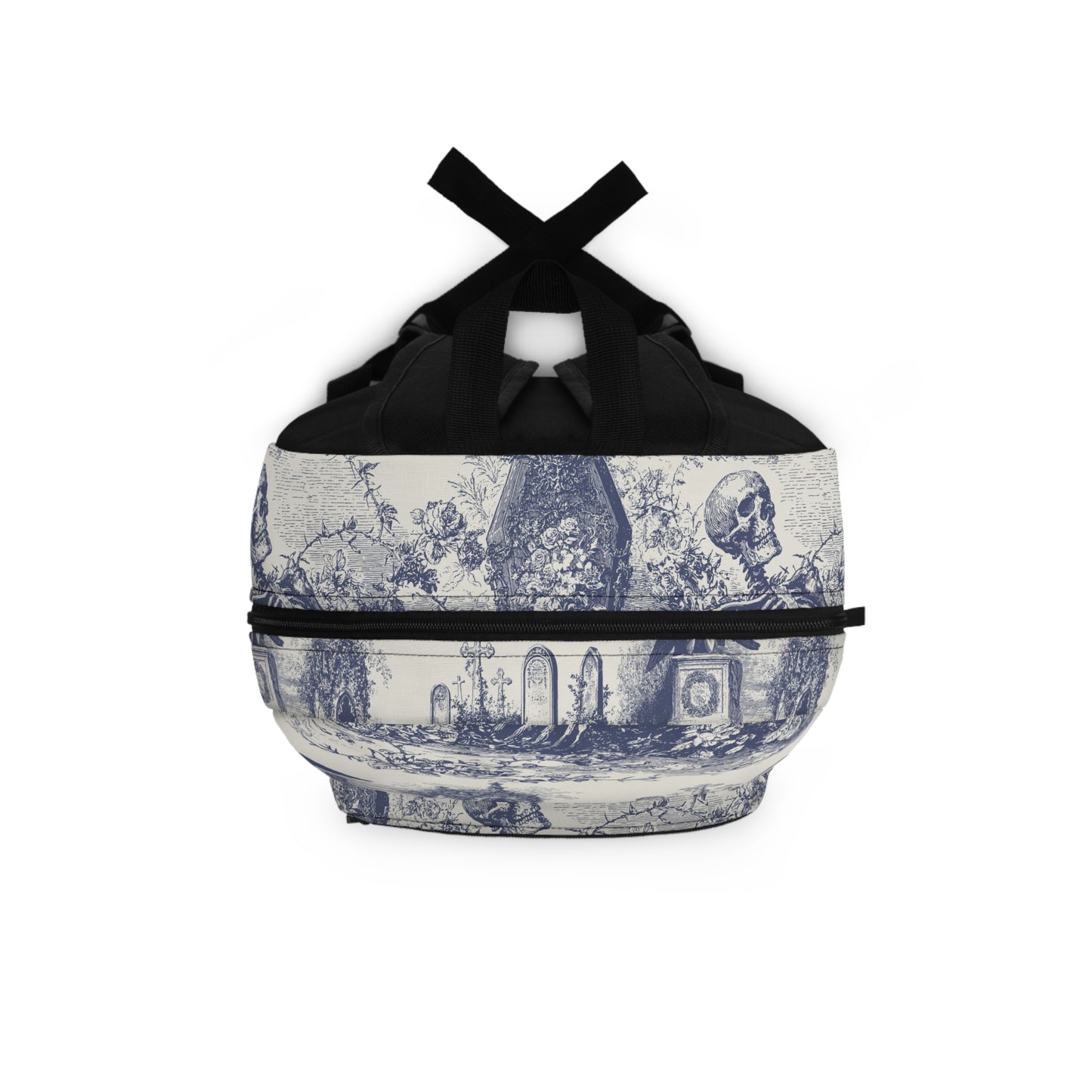 Gothic Toile Backpack Vintage Cemetery Skeleton Print