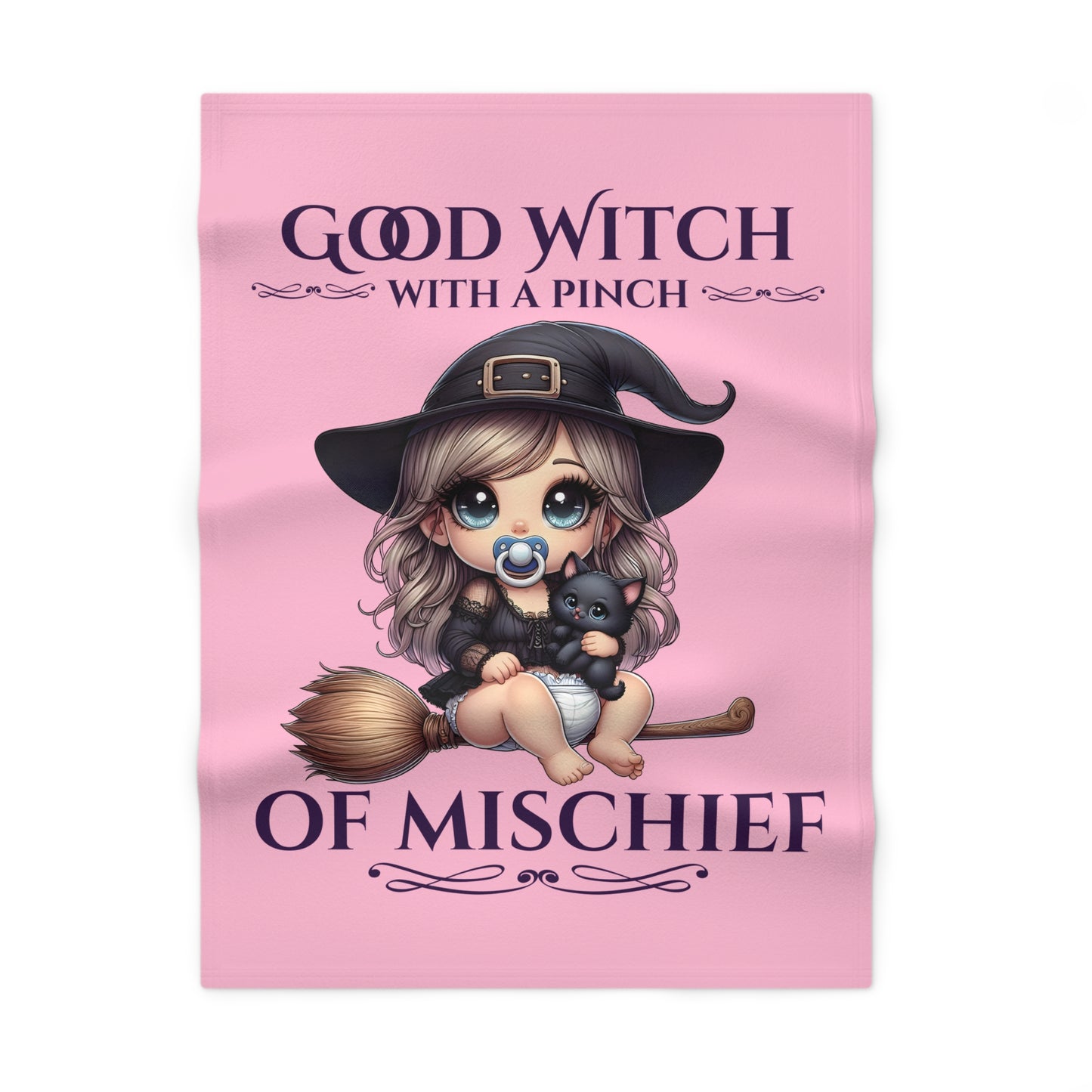 Soft Fleece Baby Blanket "Good Witch with a pinch of Mischief"