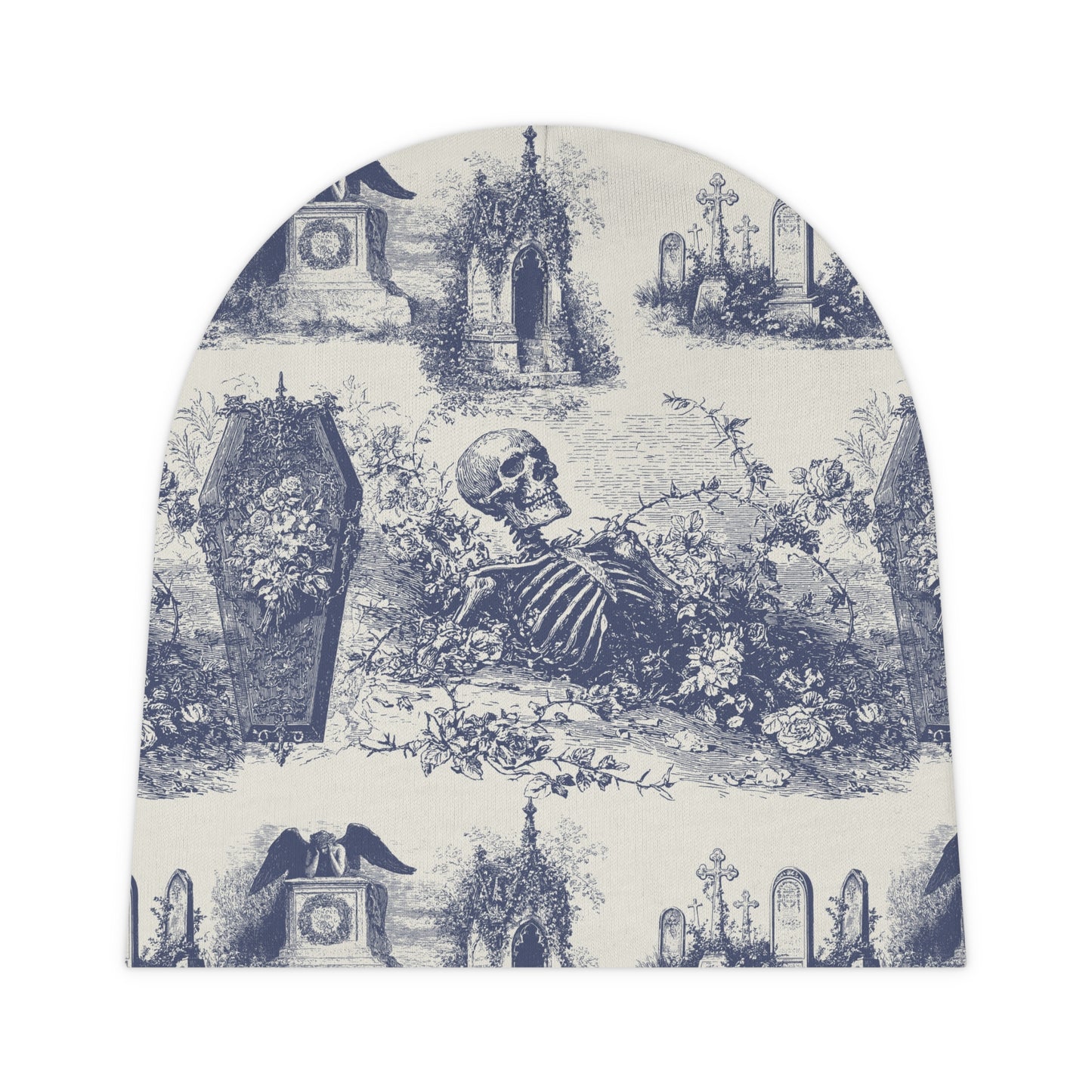Vintage Gothic Cemetery Skeleton Print Baby Hat Beanie
