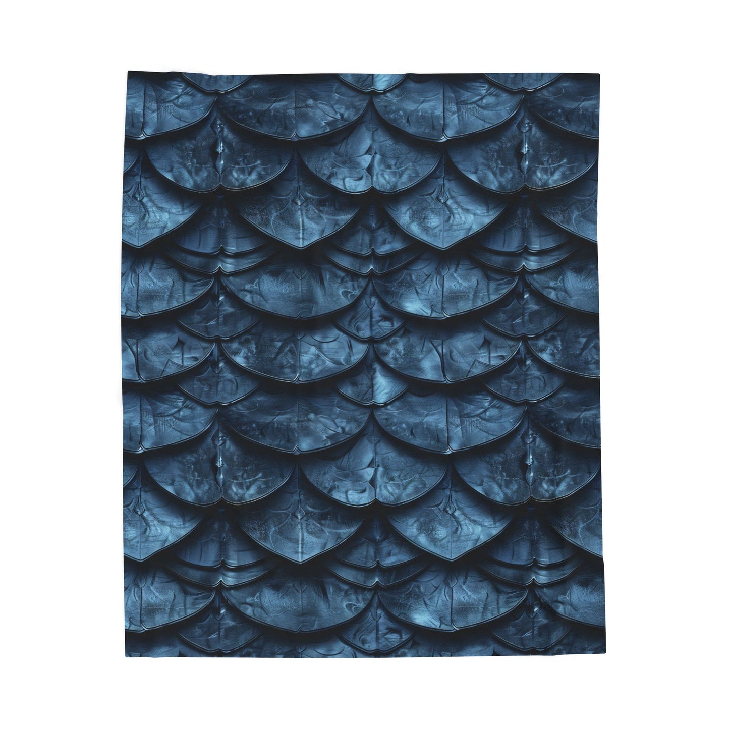 Velveteen Plush Blanket Deep Blue Dragon Mermaid Scale Throw