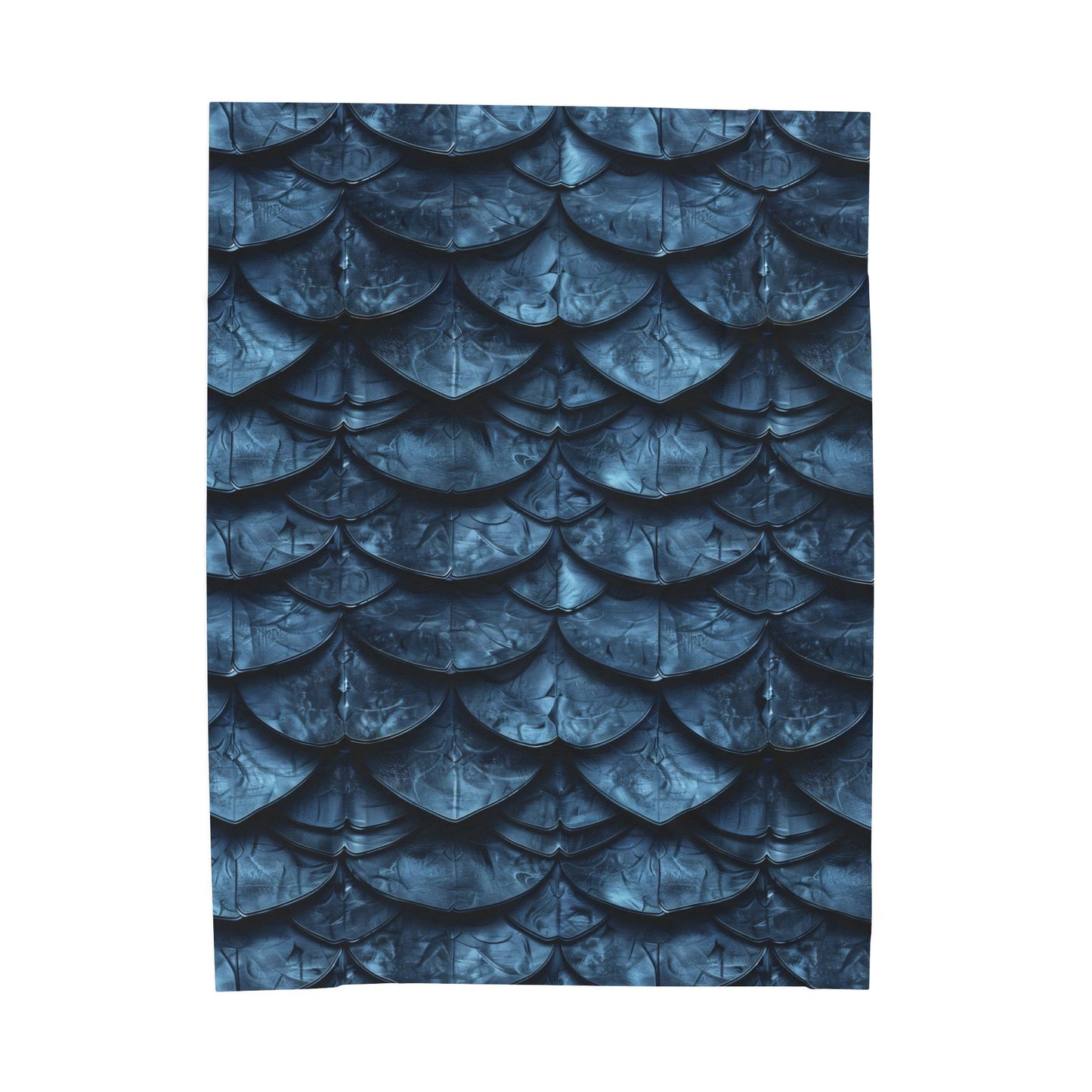Velveteen Plush Blanket Deep Blue Dragon Mermaid Scale Throw