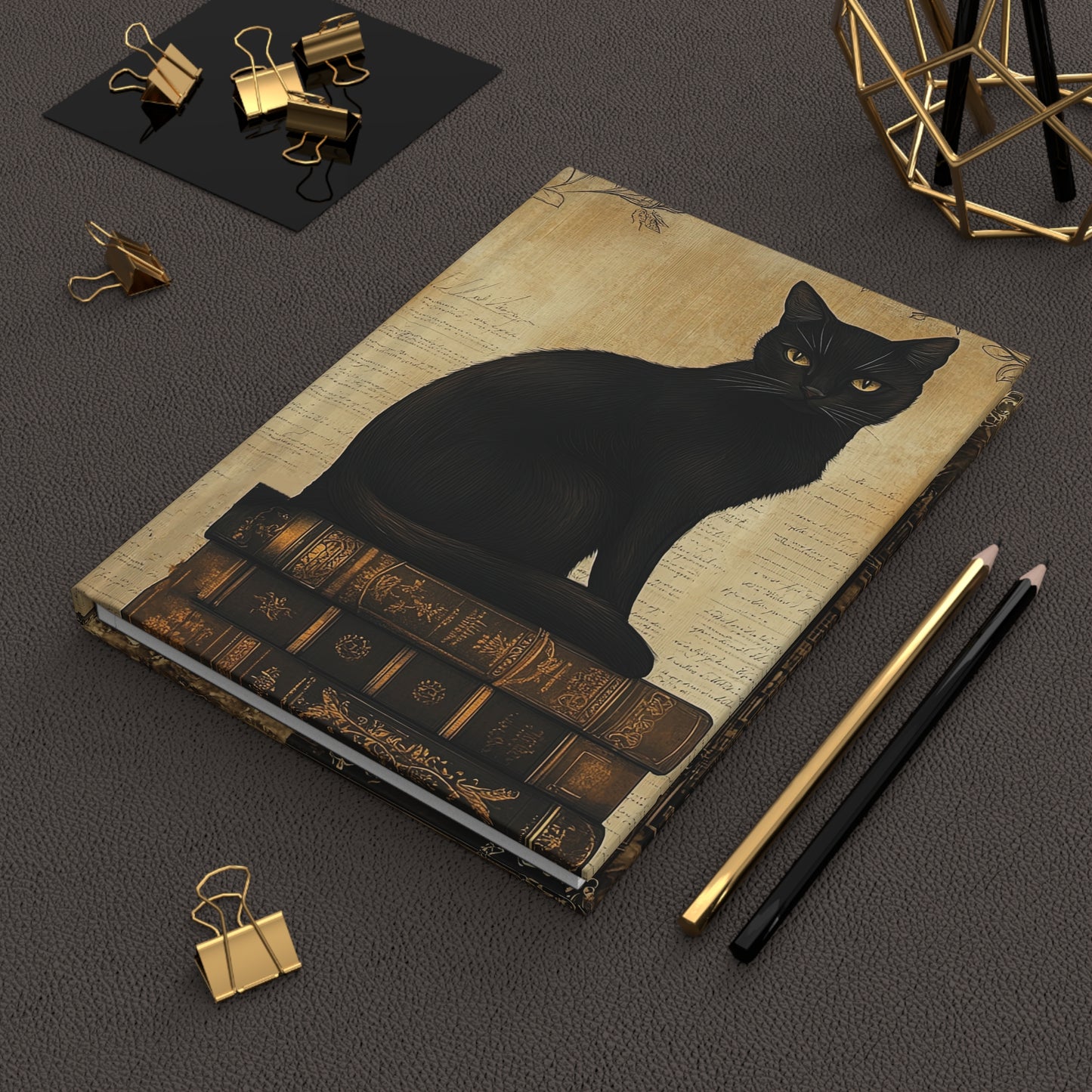Vintage Black Cat Hardcover Journal