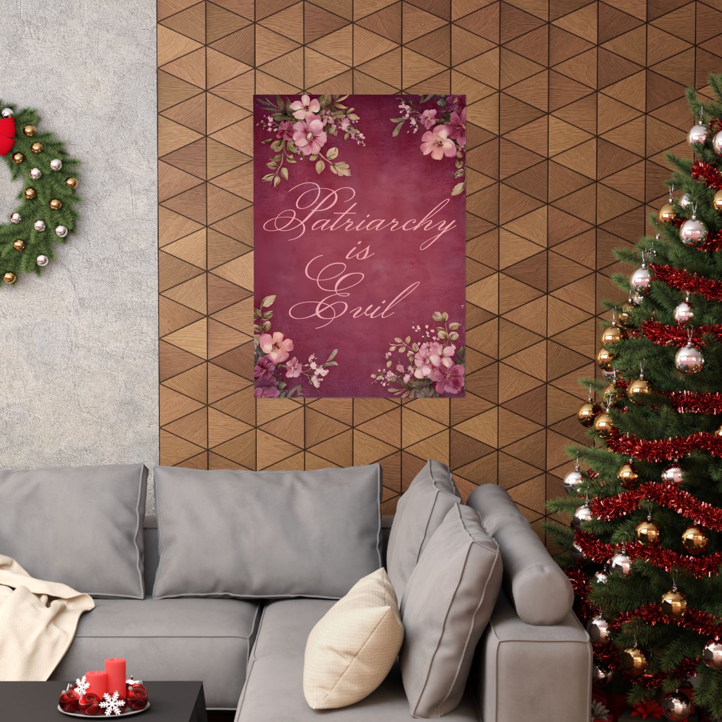 Poster — “Patriarchy Is Evil” Floral Feminist Matte Vertical Wall Art