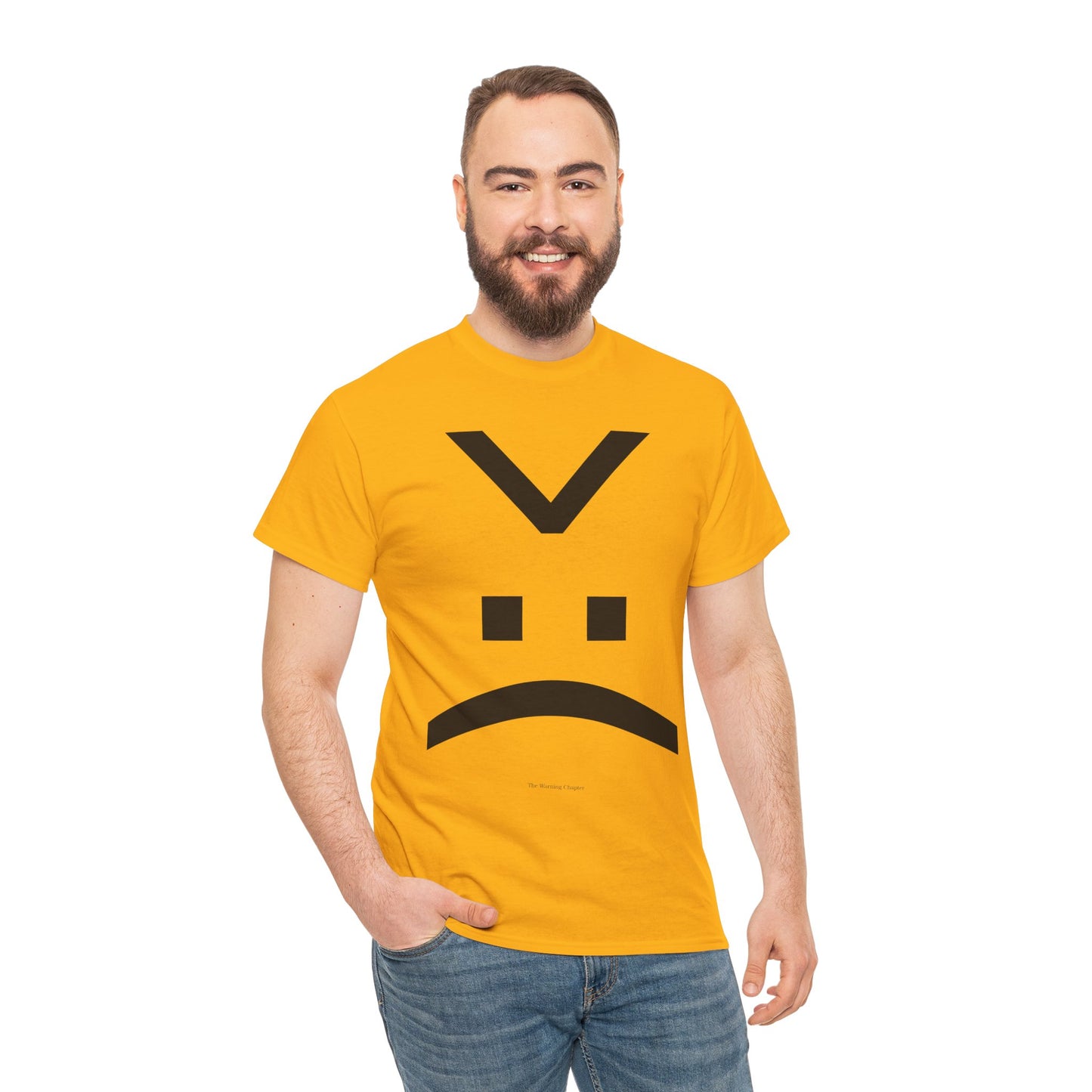 Sad Face Minimalist Tee — Angry/Grumpy Emoticon Graphic T-Shirt