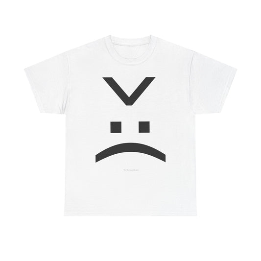 Sad Face Minimalist Tee — Angry/Grumpy Emoticon Graphic T-Shirt