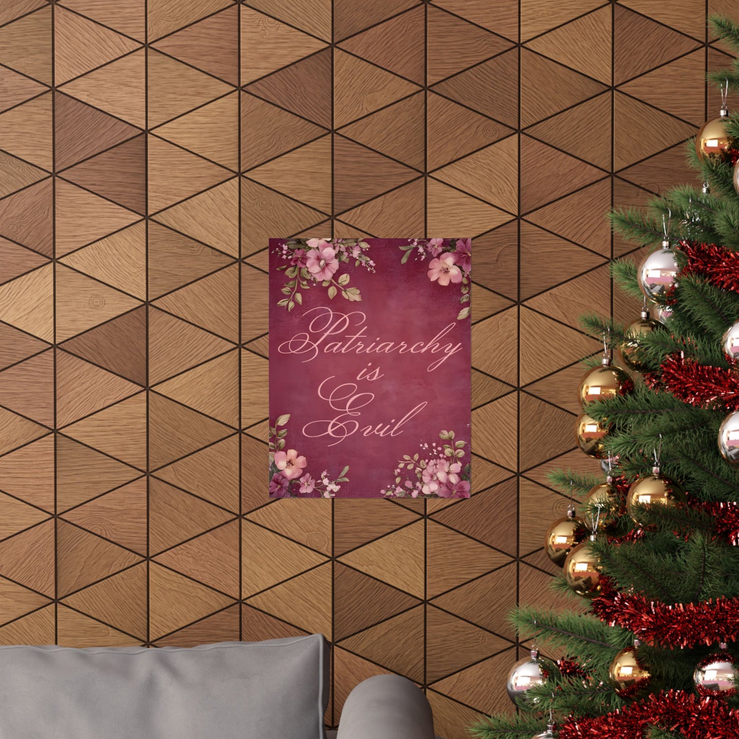 Poster — “Patriarchy Is Evil” Floral Feminist Matte Vertical Wall Art