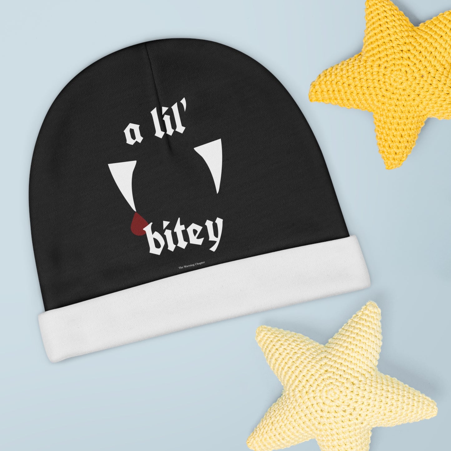 "a lil' bitey" Vampire Infant Knit Hat Beanie Baby Gift