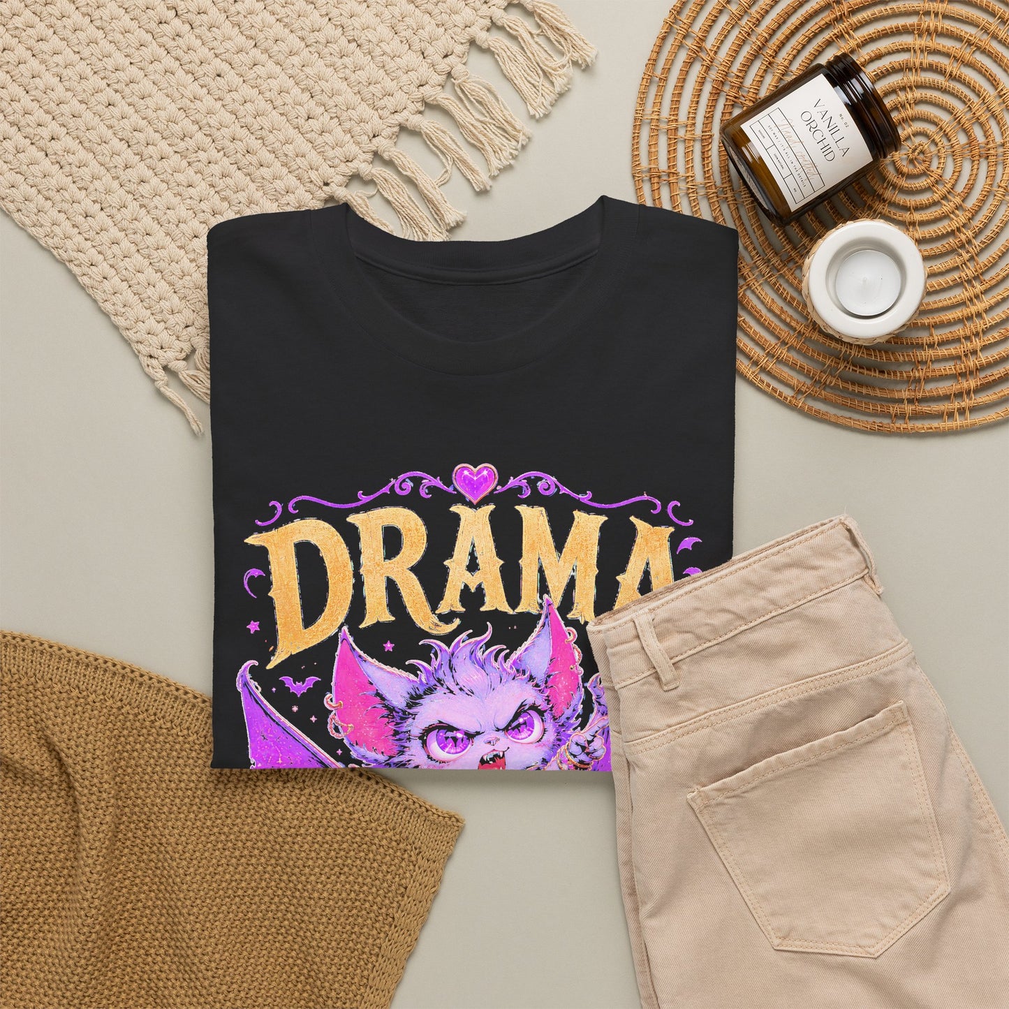 Drama Is My Love Language T-Shirt — Cute Gothic Bat Graphic Tee