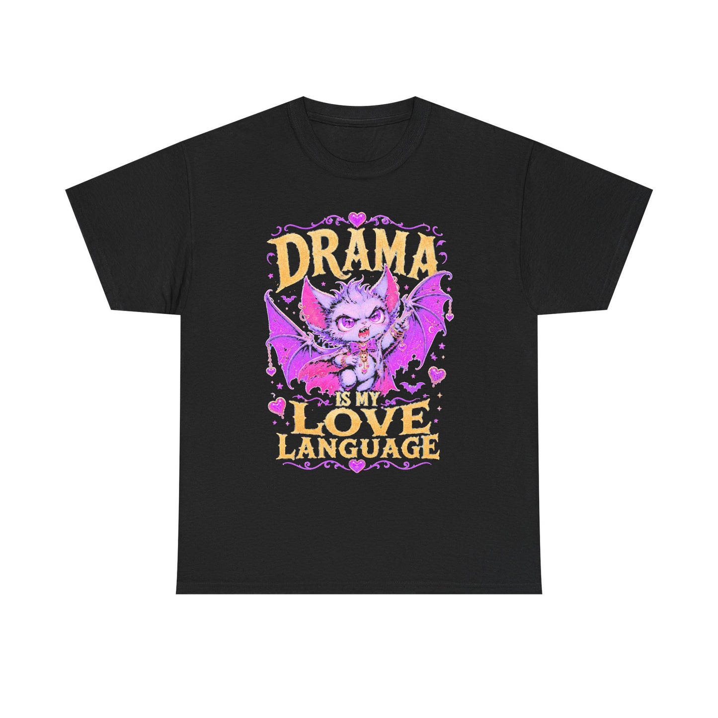 Drama Is My Love Language T-Shirt — Cute Gothic Bat Graphic Tee