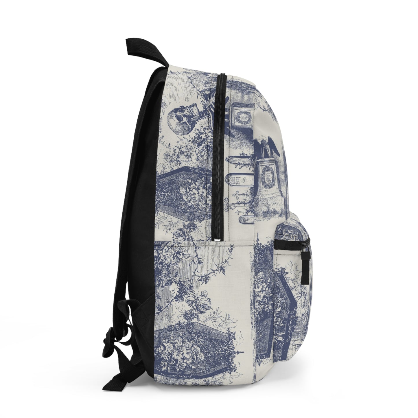 Gothic Toile Backpack Vintage Cemetery Skeleton Print