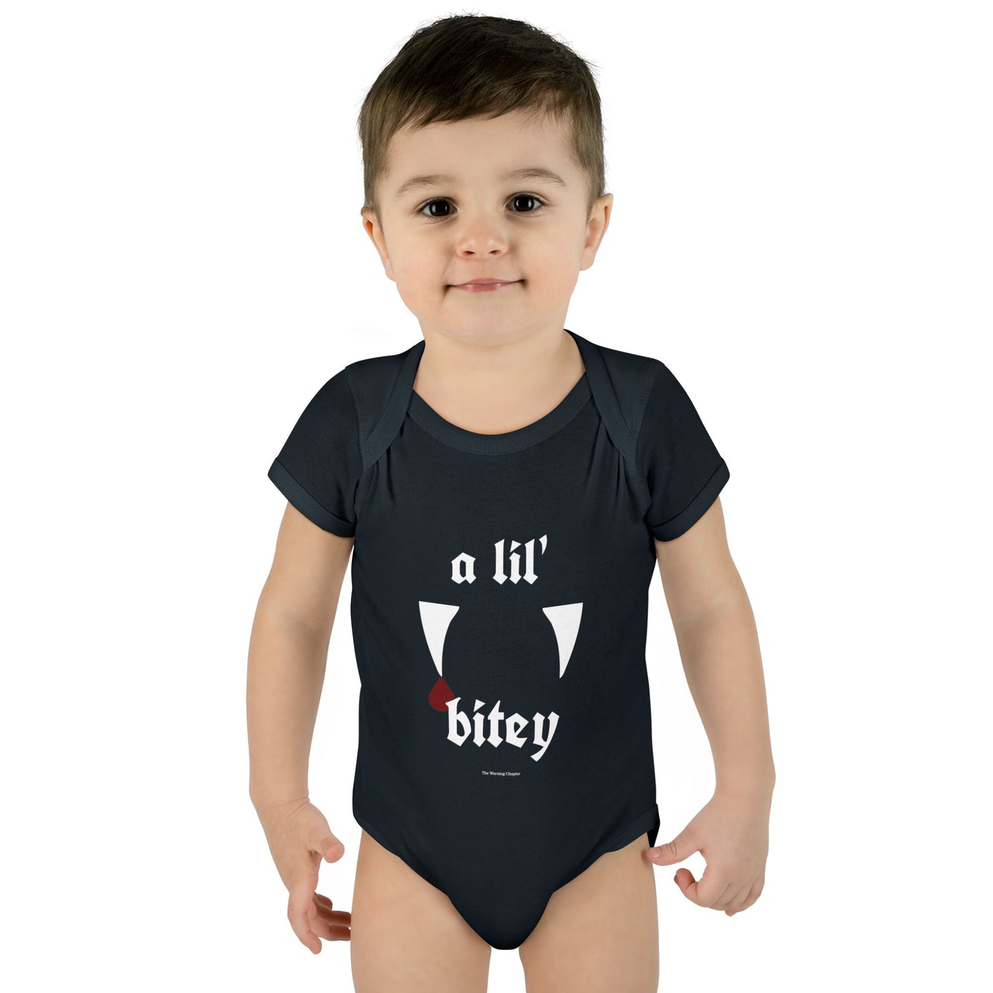 “a lil’ bitey” Vampire Fangs Baby Onesie Infant Baby Gift
