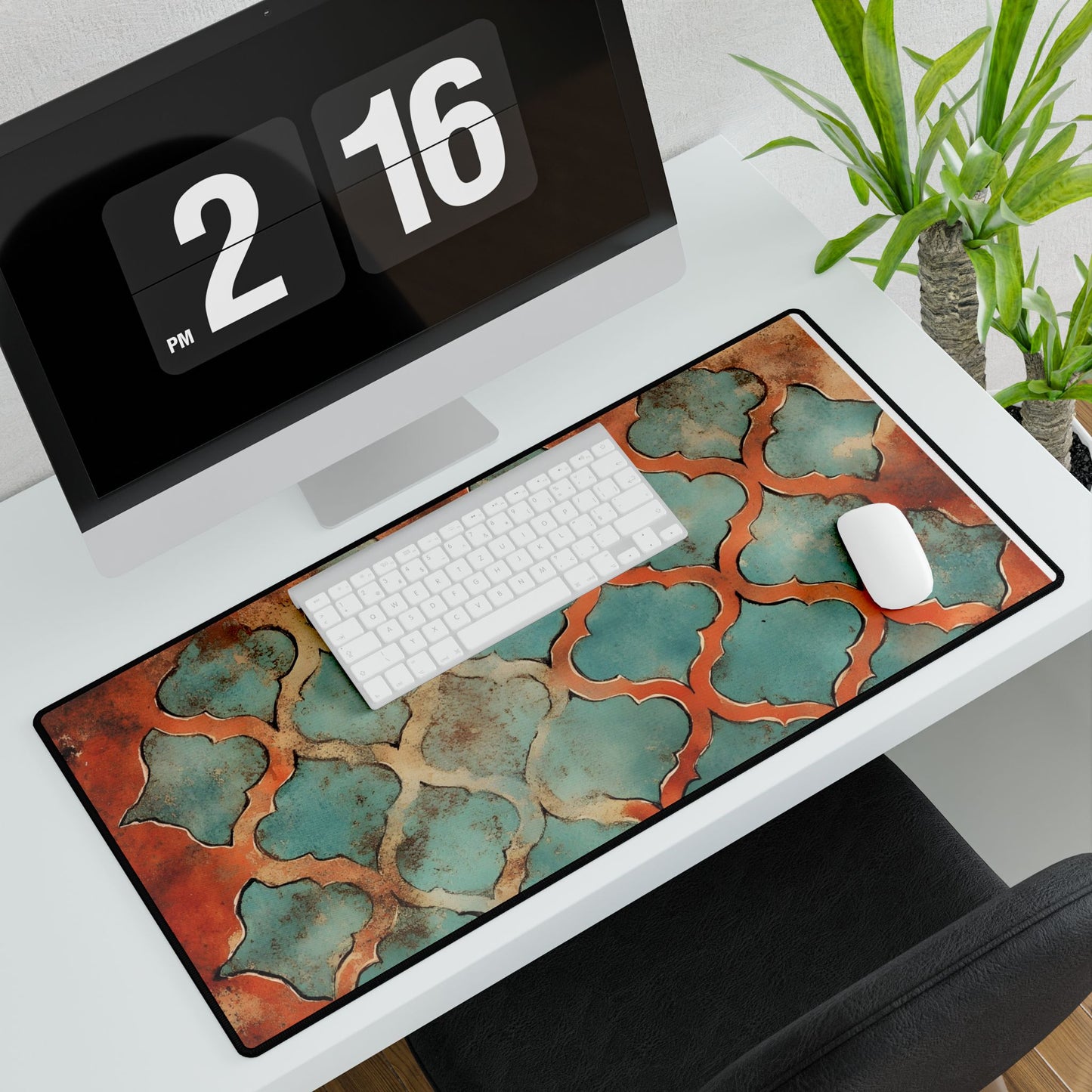 Copper and Teal Gothic Desk Mat