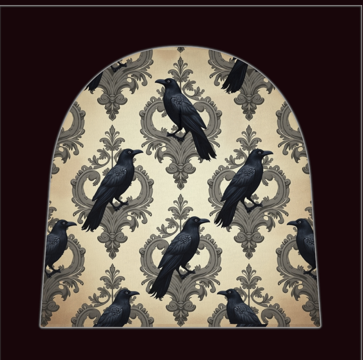 Gothic Raven  & Damask Baby Beanie Infant