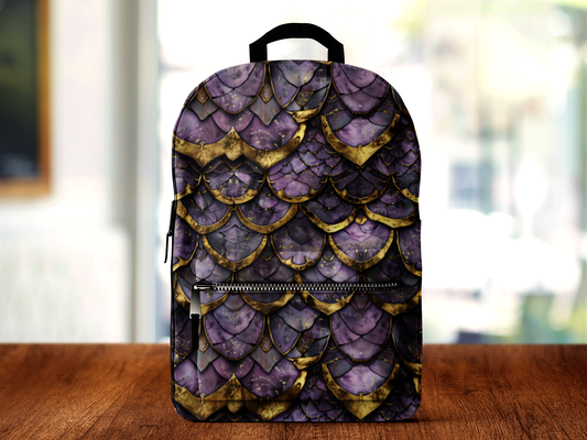 Purple Gold Fantasy Dragon Scale Backpack