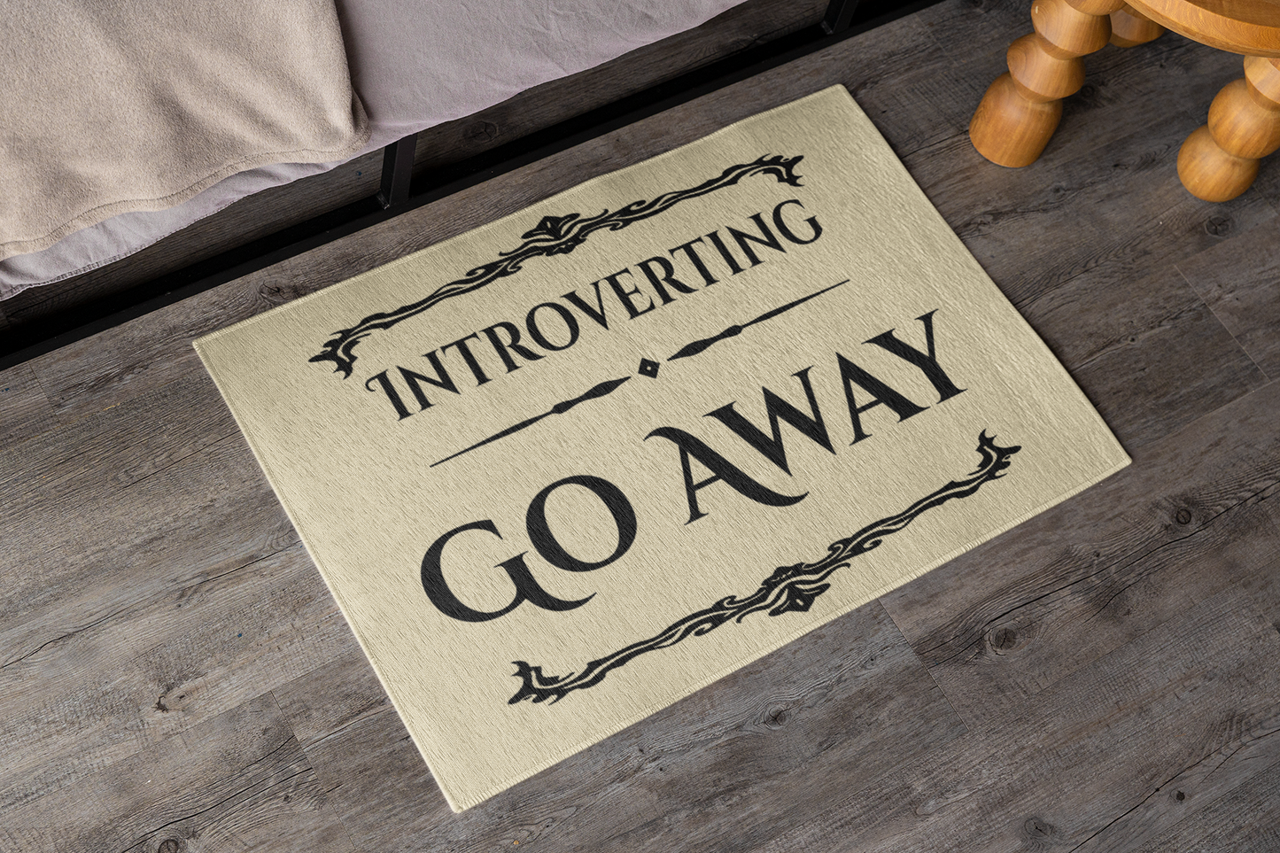 Introverting Go Away Area Rug — Funny Introvert Doormat-Style Accent Rug