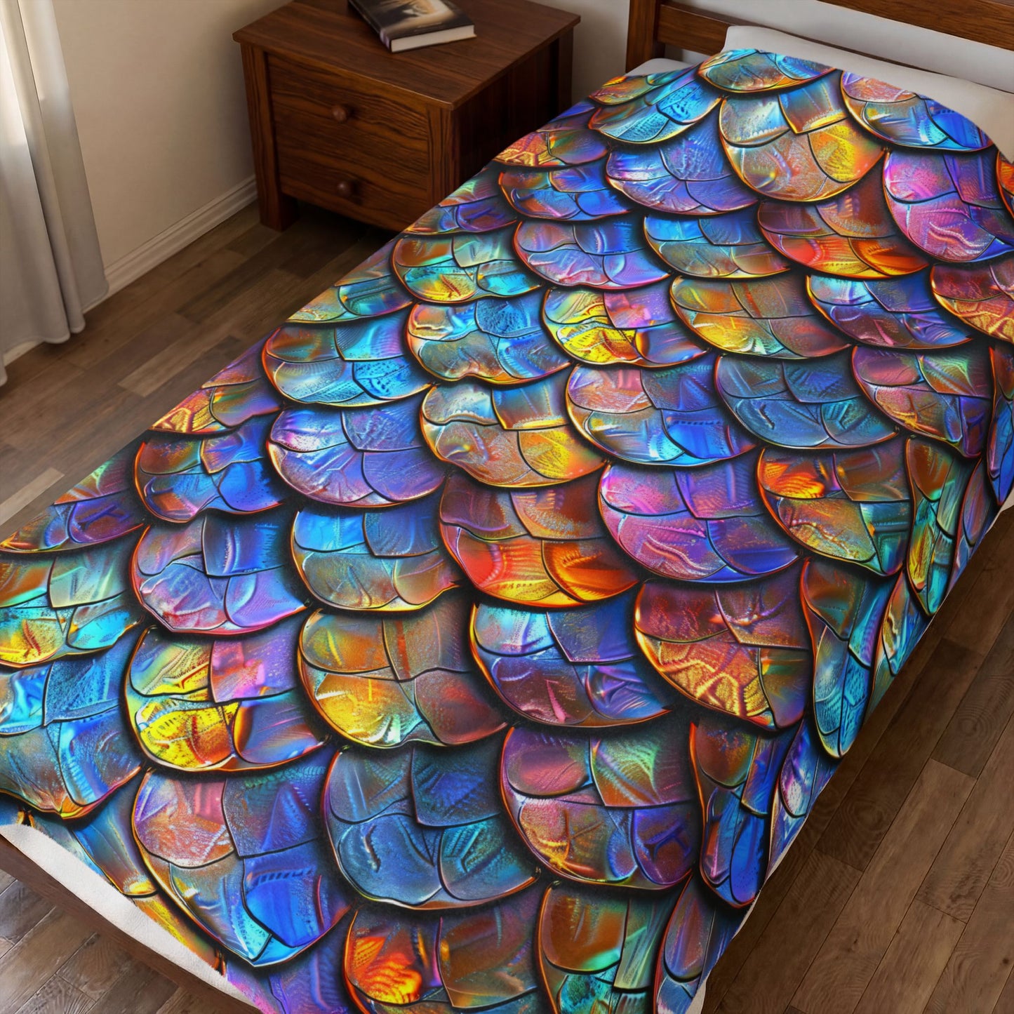 Rainbow Dragon Mermaid Scale Velveteen Plush Blanket