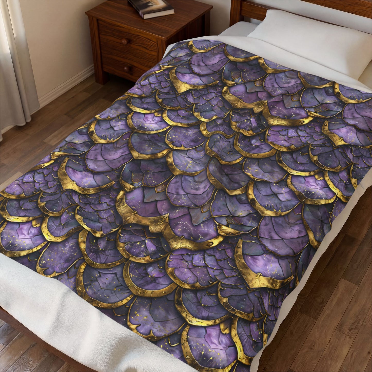 Purple Gold Scale Velveteen Blanket