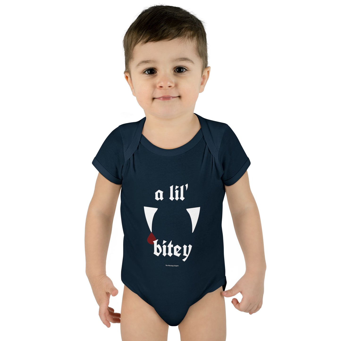 “a lil’ bitey” Vampire Fangs Baby Onesie Infant Baby Gift