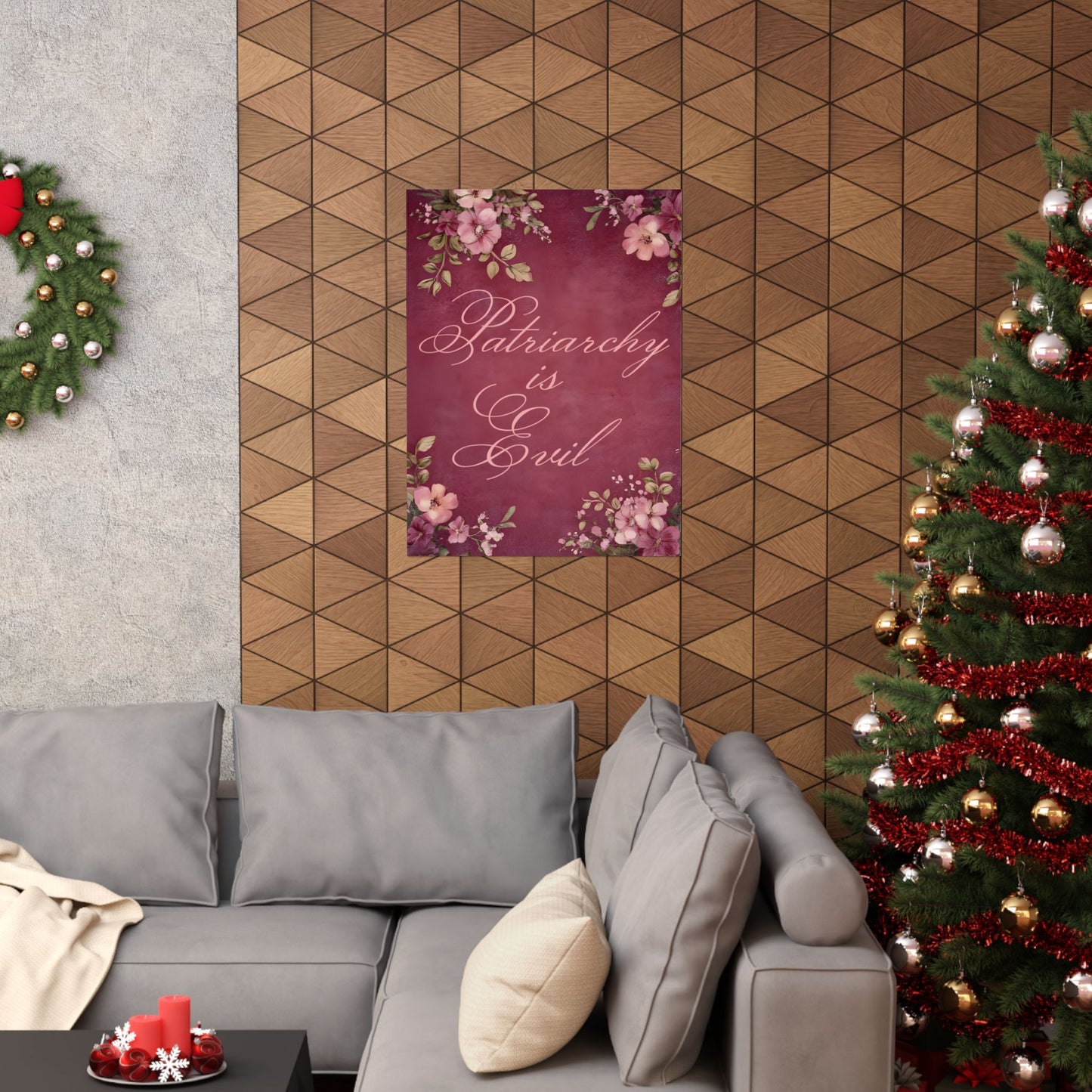 Poster — “Patriarchy Is Evil” Floral Feminist Matte Vertical Wall Art