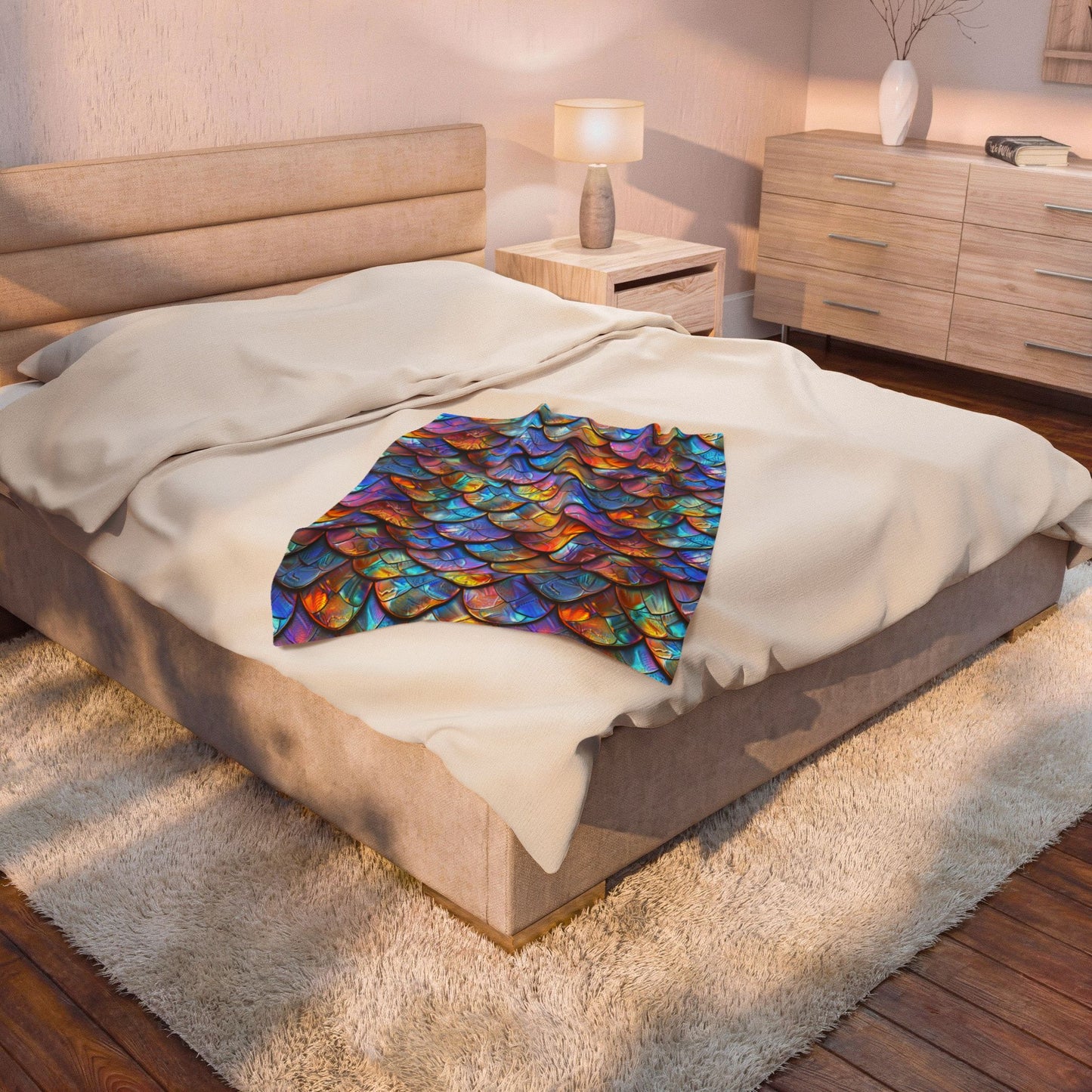 Rainbow Dragon Mermaid Scale Velveteen Plush Blanket