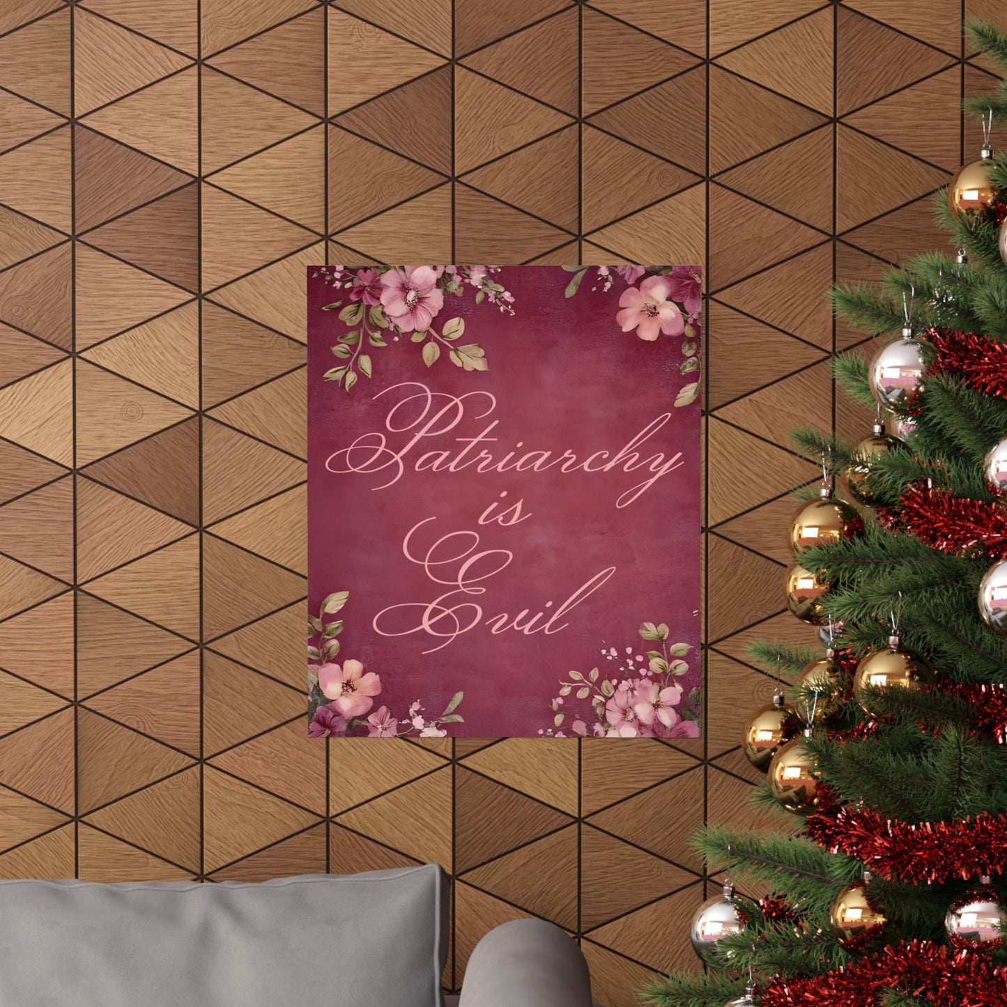 Poster — “Patriarchy Is Evil” Floral Feminist Matte Vertical Wall Art