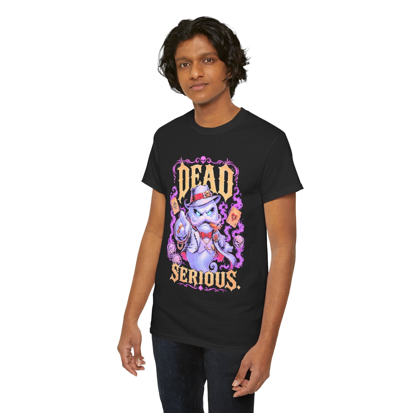Dead Serious Mobster Ghost Tee — Gothic Holiday Horror T-Shirt