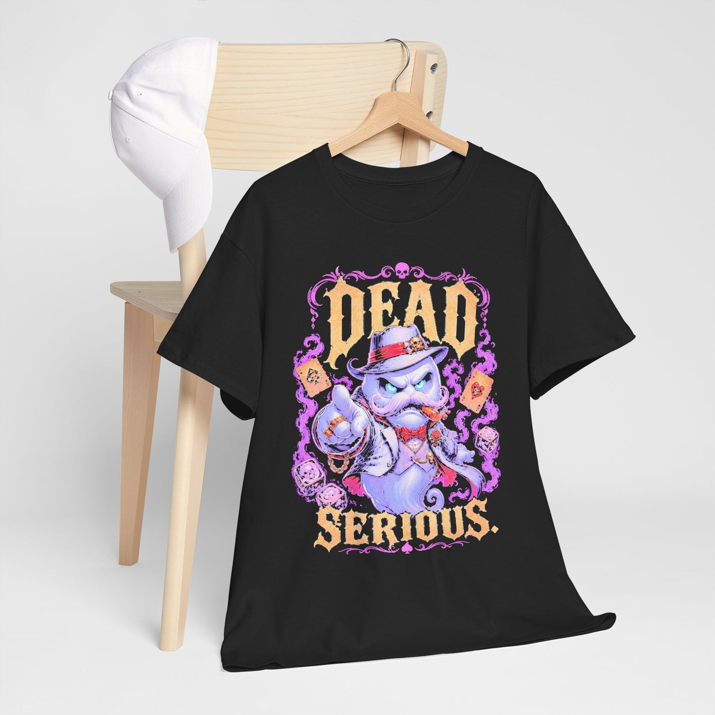Dead Serious Mobster Ghost Tee — Gothic Holiday Horror T-Shirt