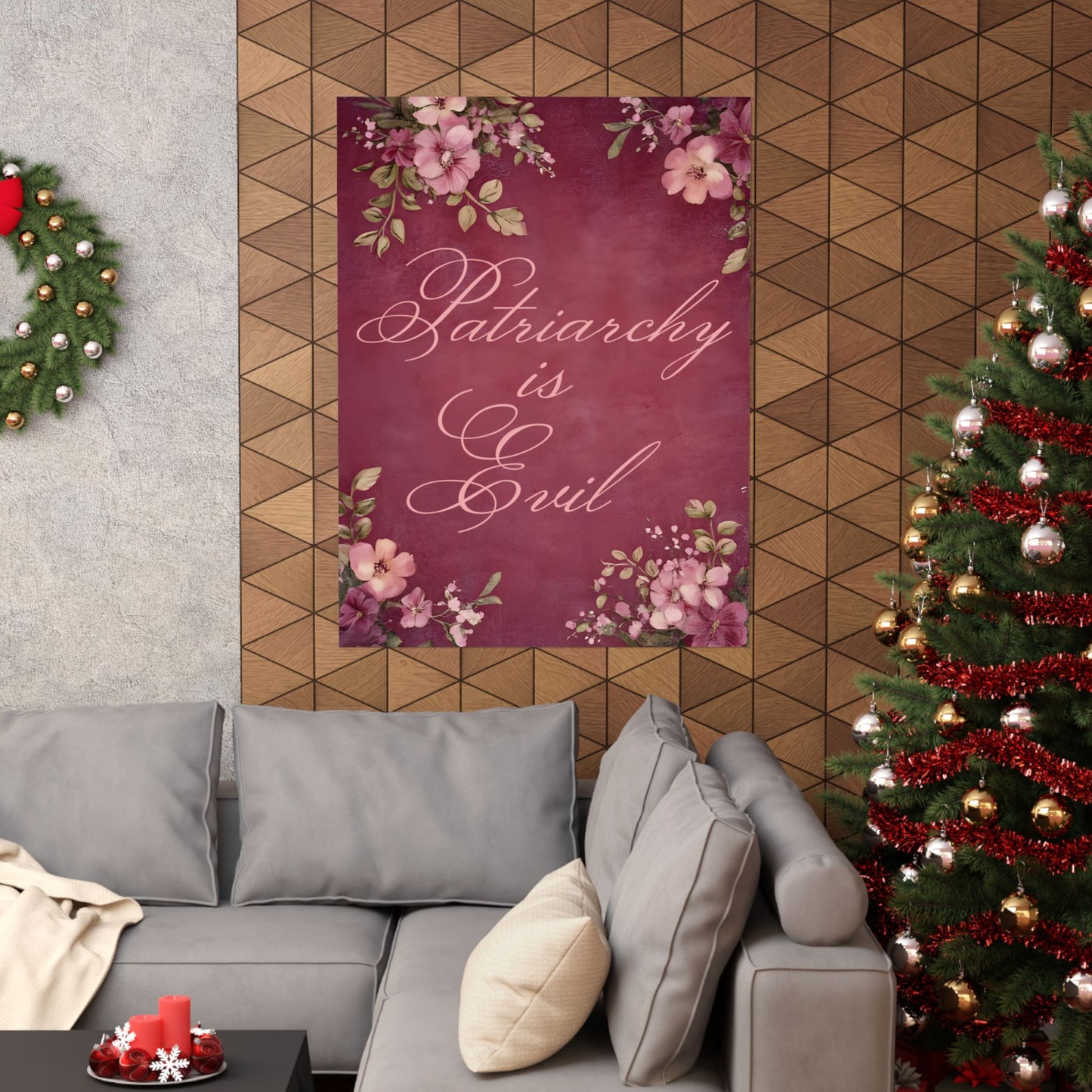 Poster — “Patriarchy Is Evil” Floral Feminist Matte Vertical Wall Art