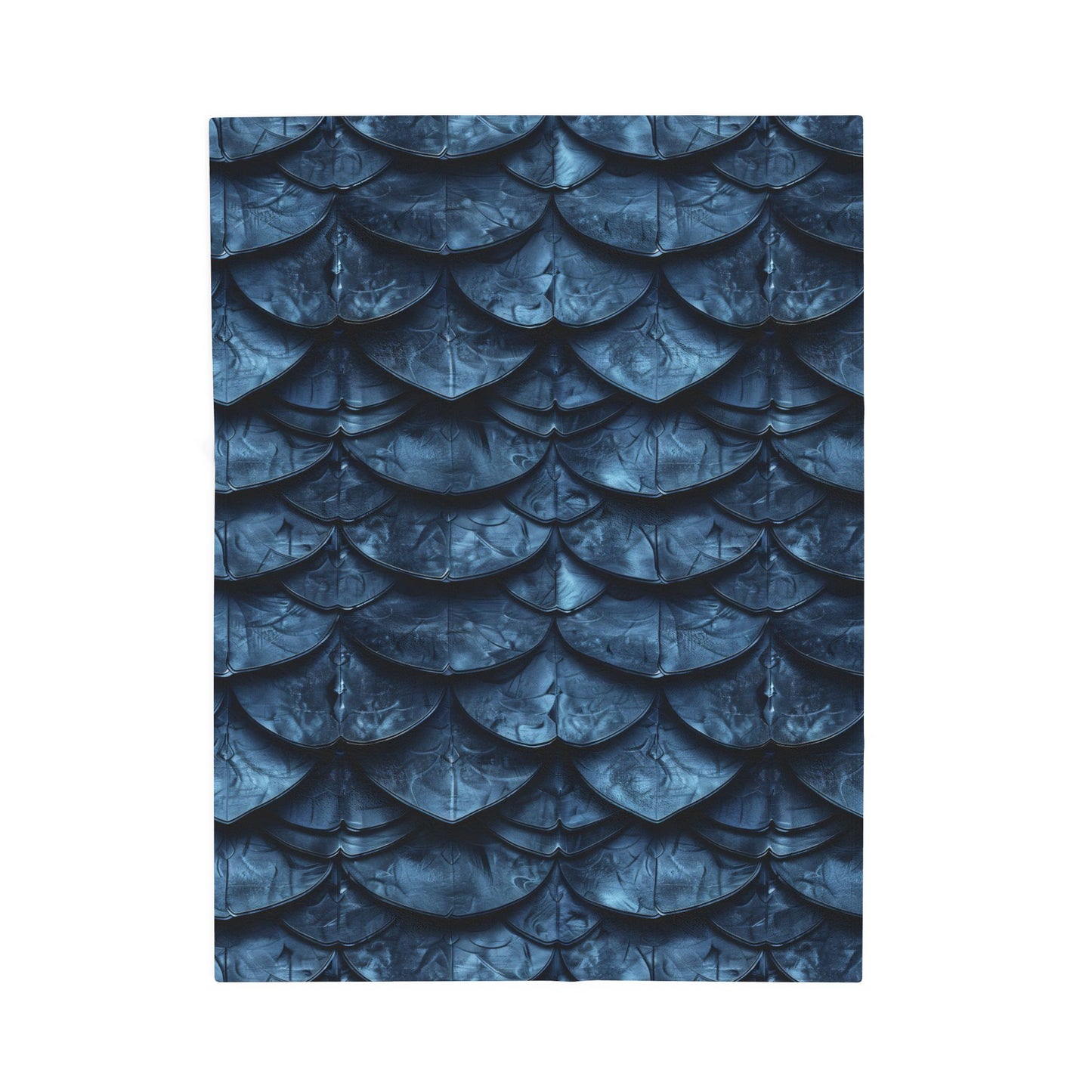 Velveteen Plush Blanket Deep Blue Dragon Mermaid Scale Throw