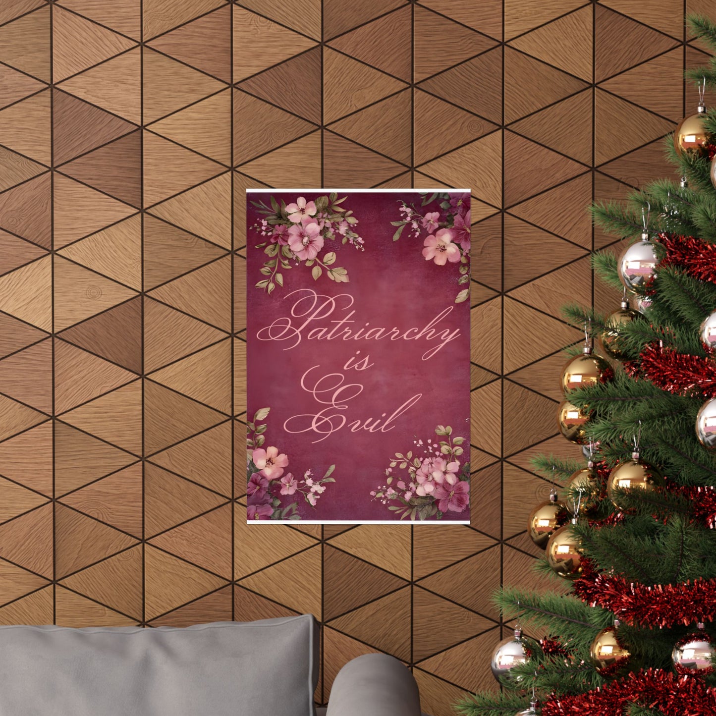 Poster — “Patriarchy Is Evil” Floral Feminist Matte Vertical Wall Art