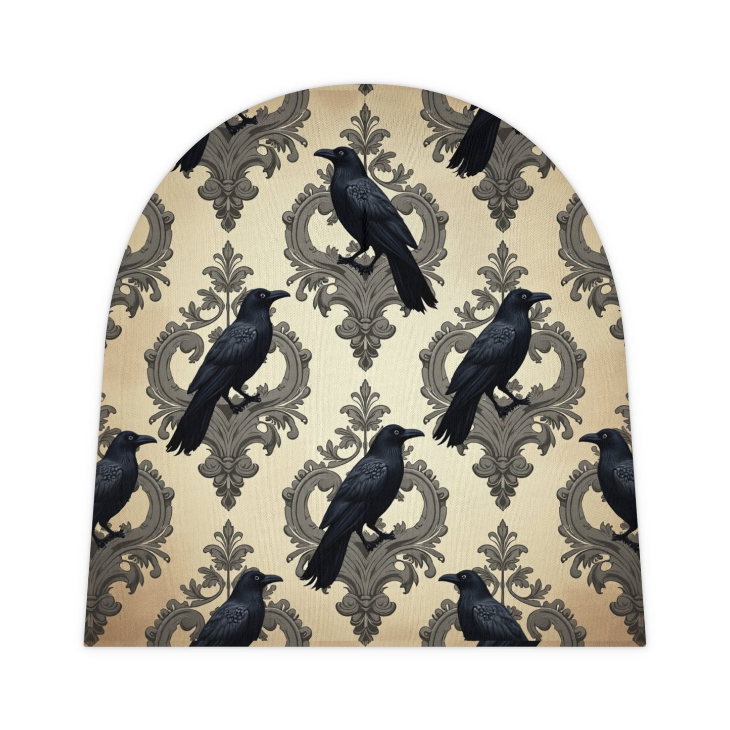 Gothic Raven  & Damask Baby Beanie Infant