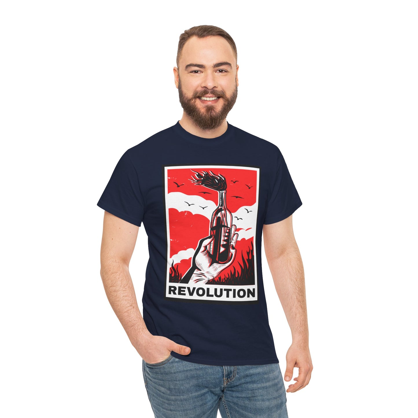 Revolution Graphic Tee — Bold Red Protest Art T-Shirt